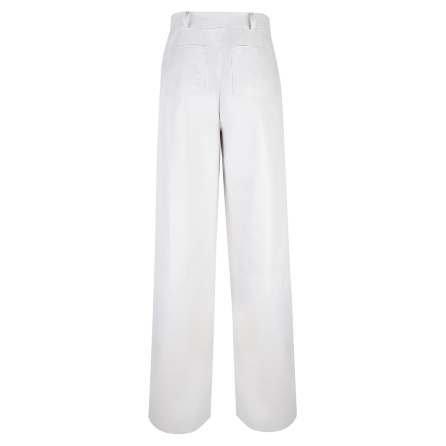 Zelinda Beyaz Kadın Deri Pantolon