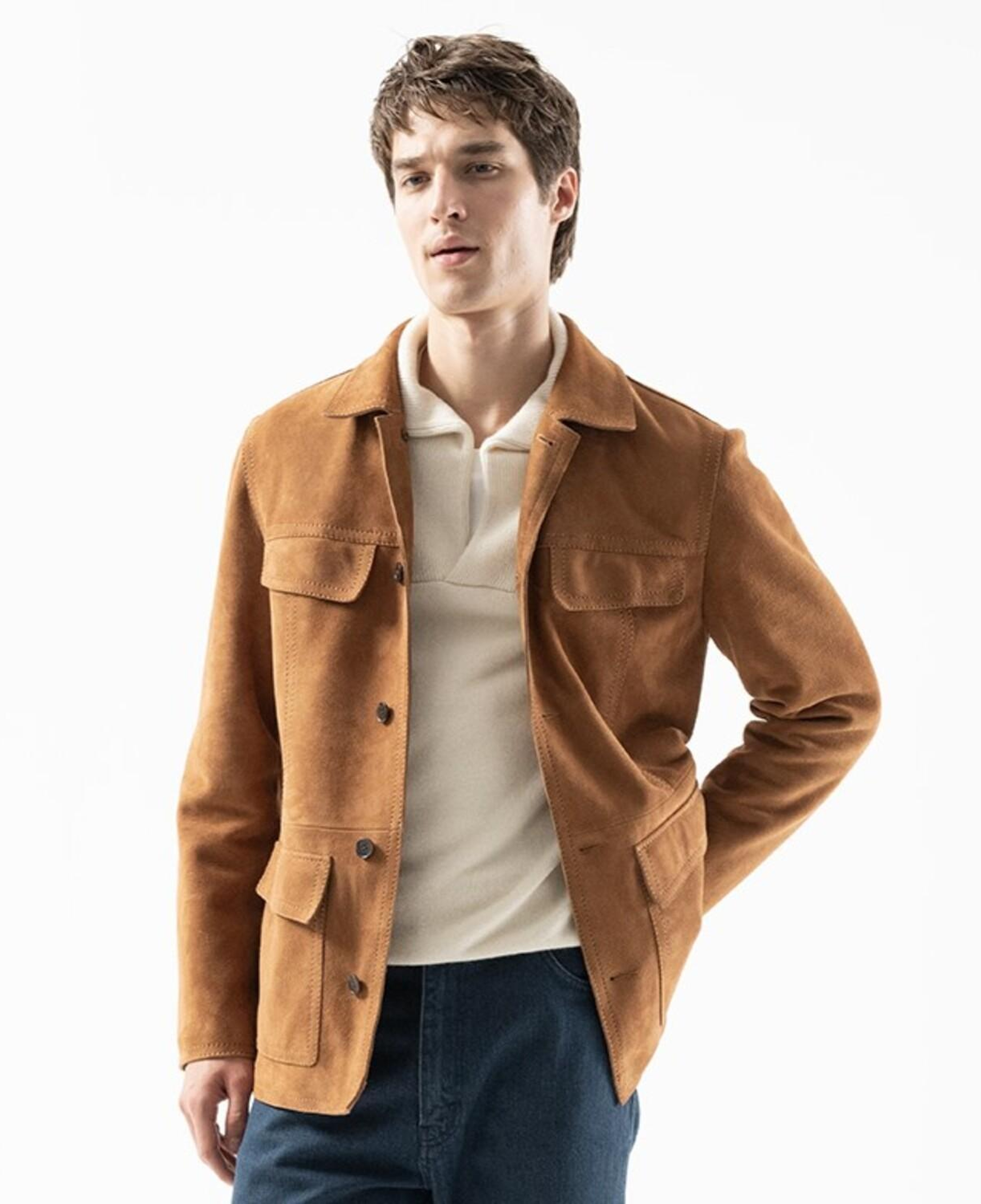 Arnie Taba Erkek Süet Deri Ceket