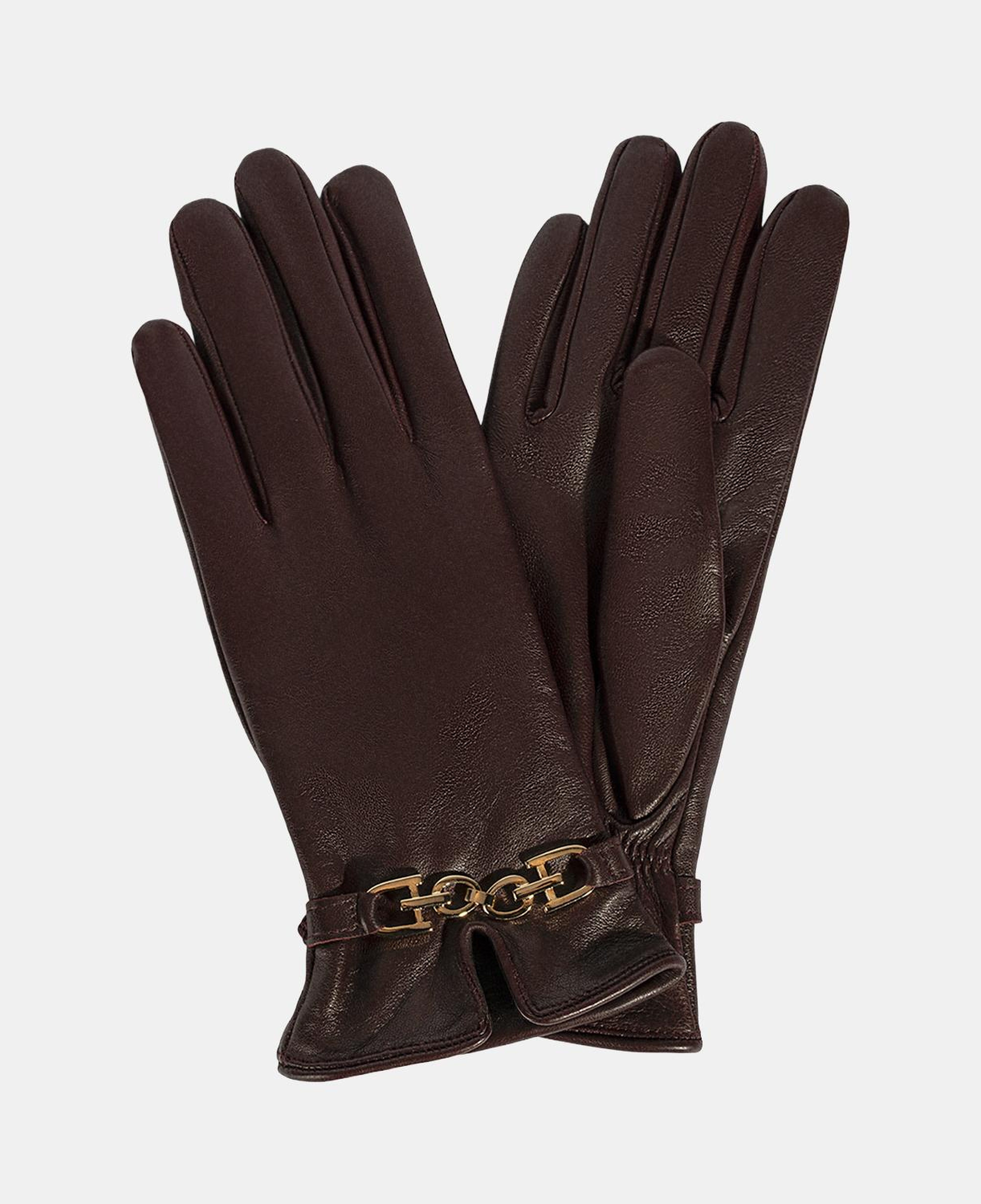 Kadın Bordo Zincir Aksesuarlı Deri Eldiven