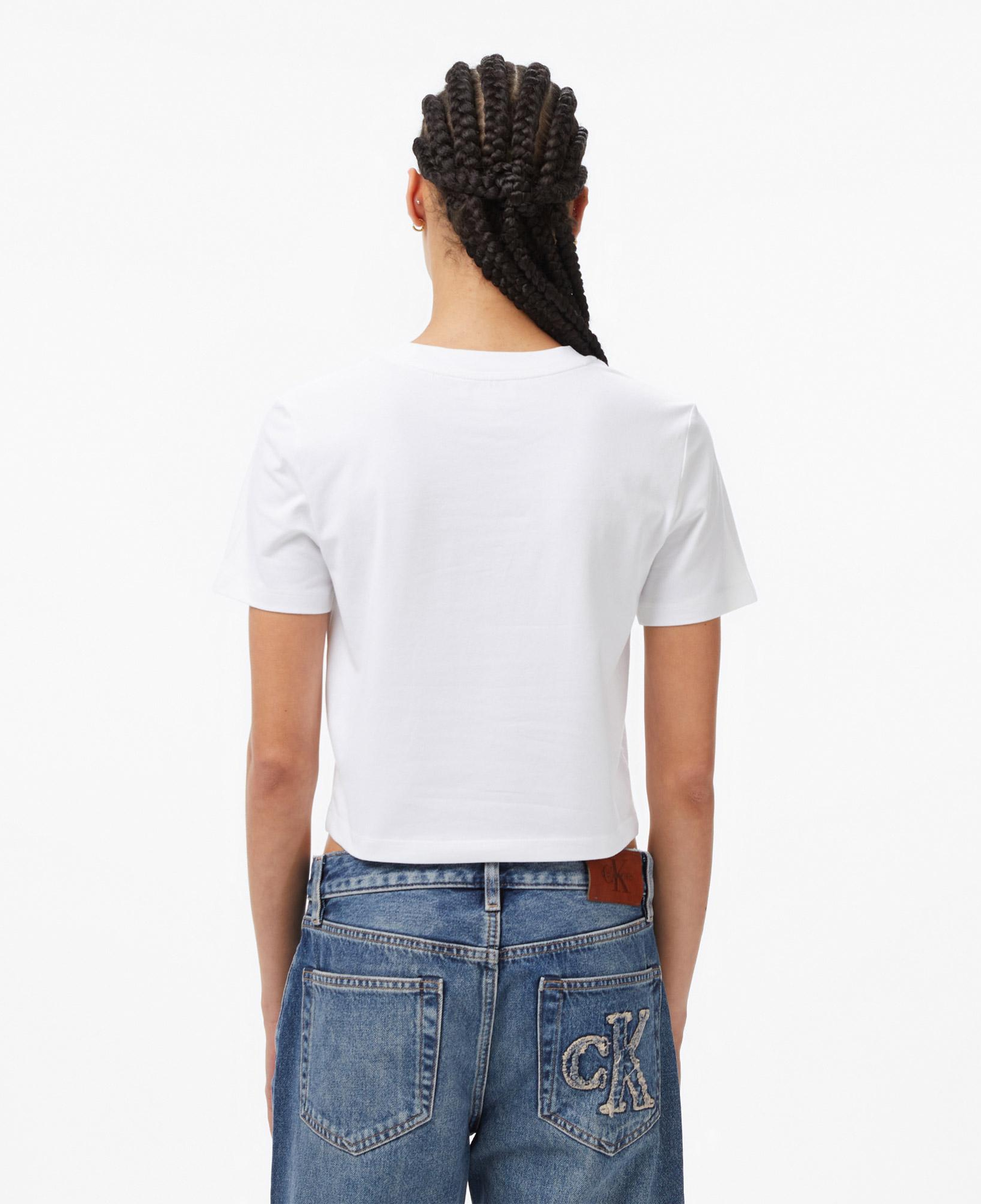 Calvin Klein Logo Cropped Kadın Beyaz T-Shirt