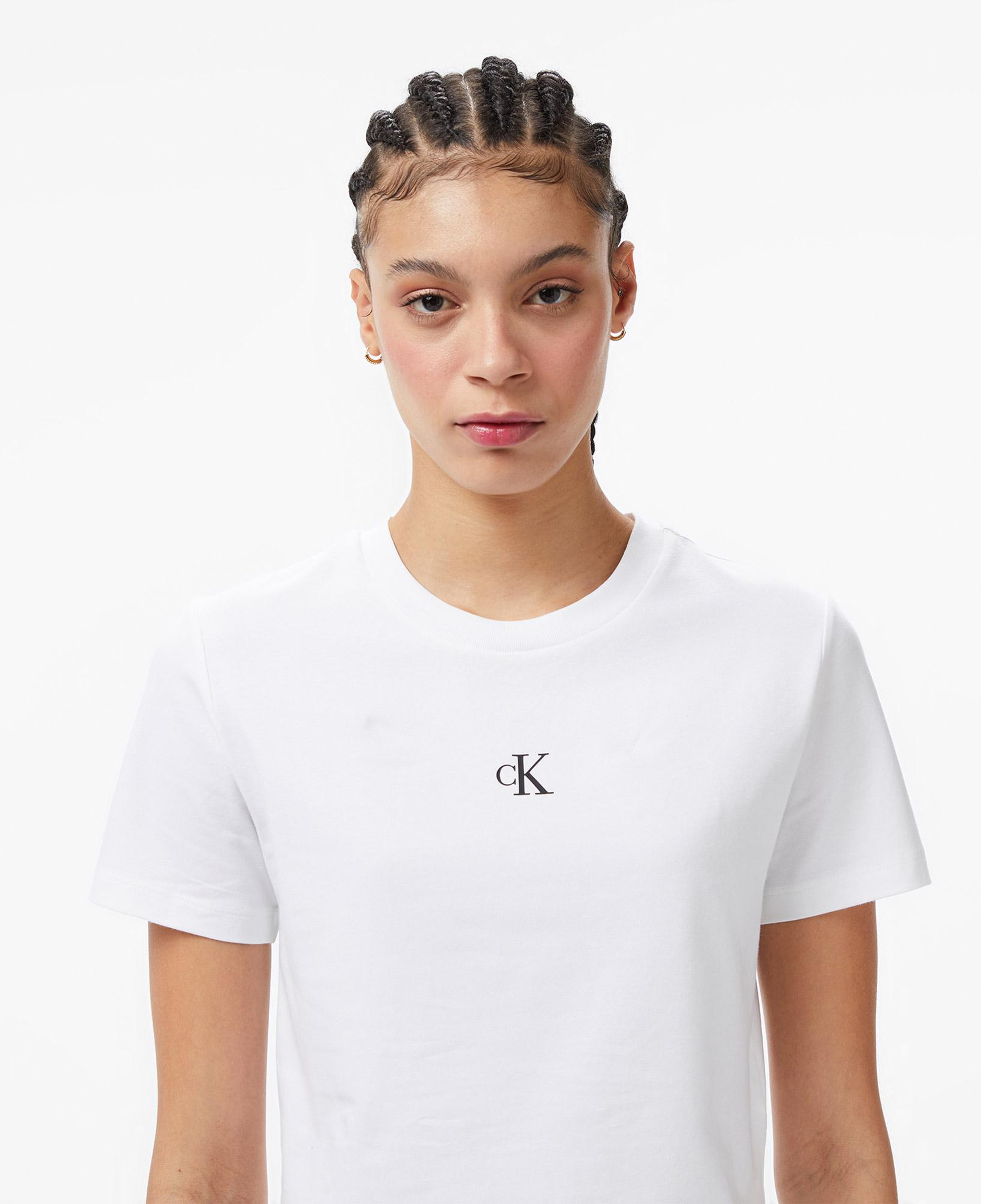 Calvin Klein Logo Cropped Kadın Beyaz T-Shirt