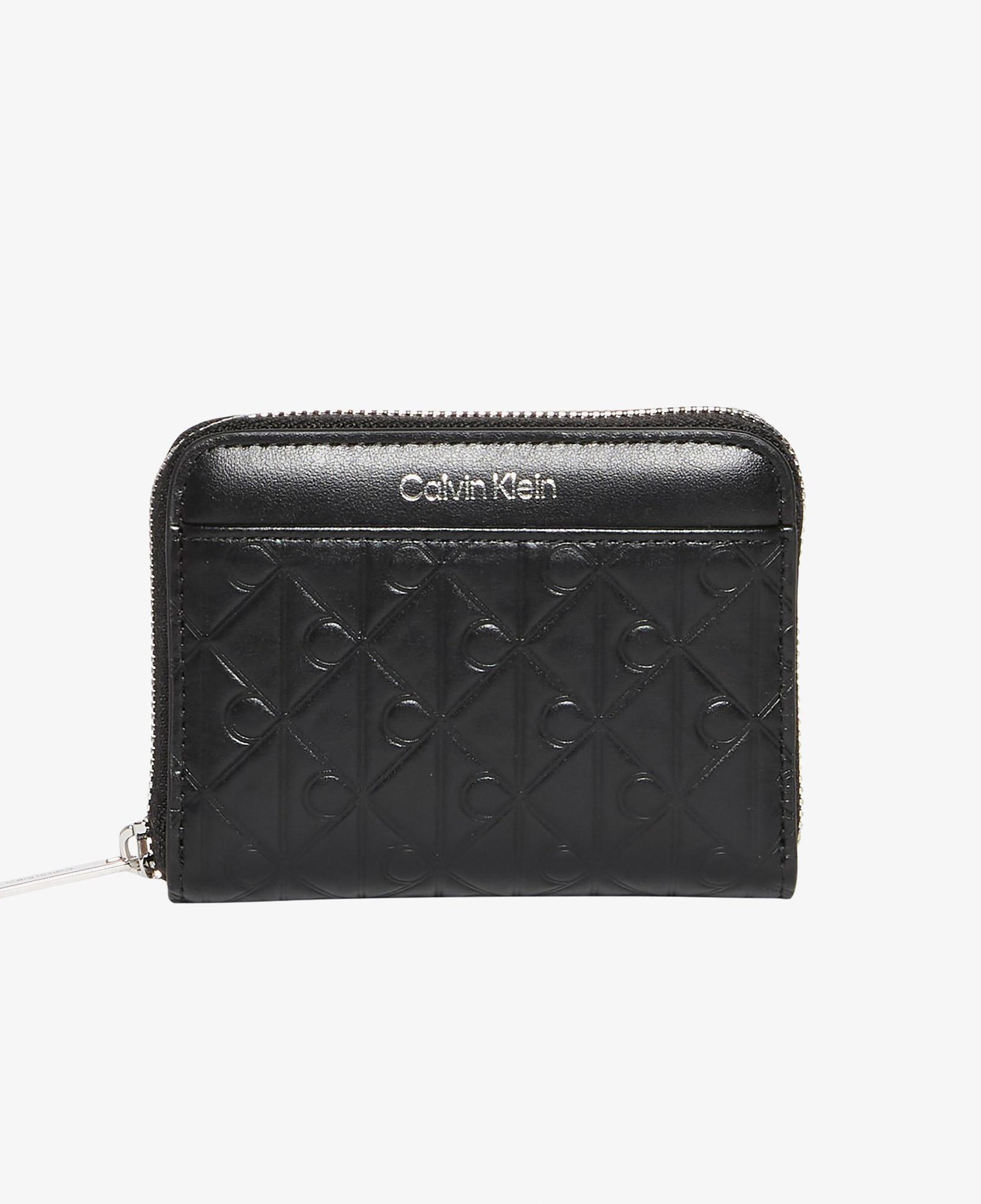 Calvin Klein Emblem Embossed Zip Around Kadın Siyah Cüzdan