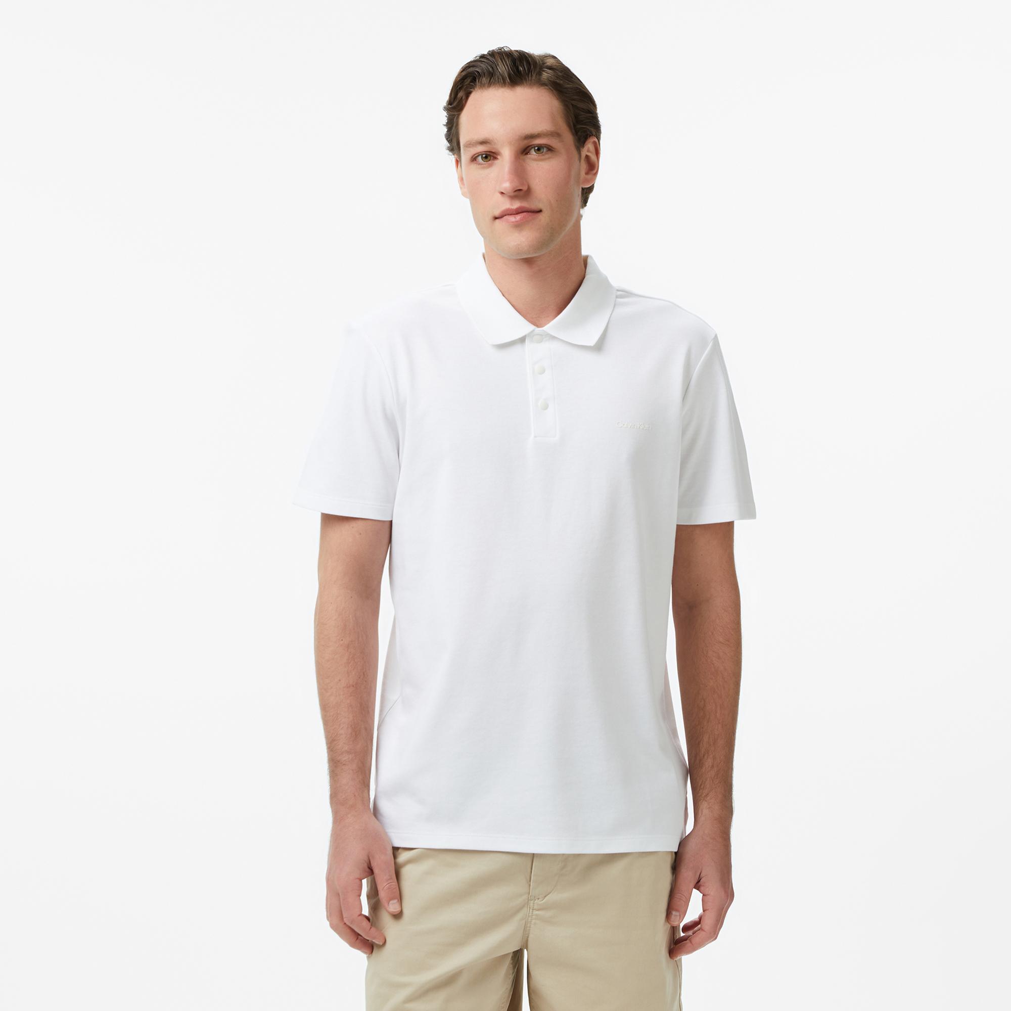 Calvin Klein Tech Interlock Erkek Beyaz Polo