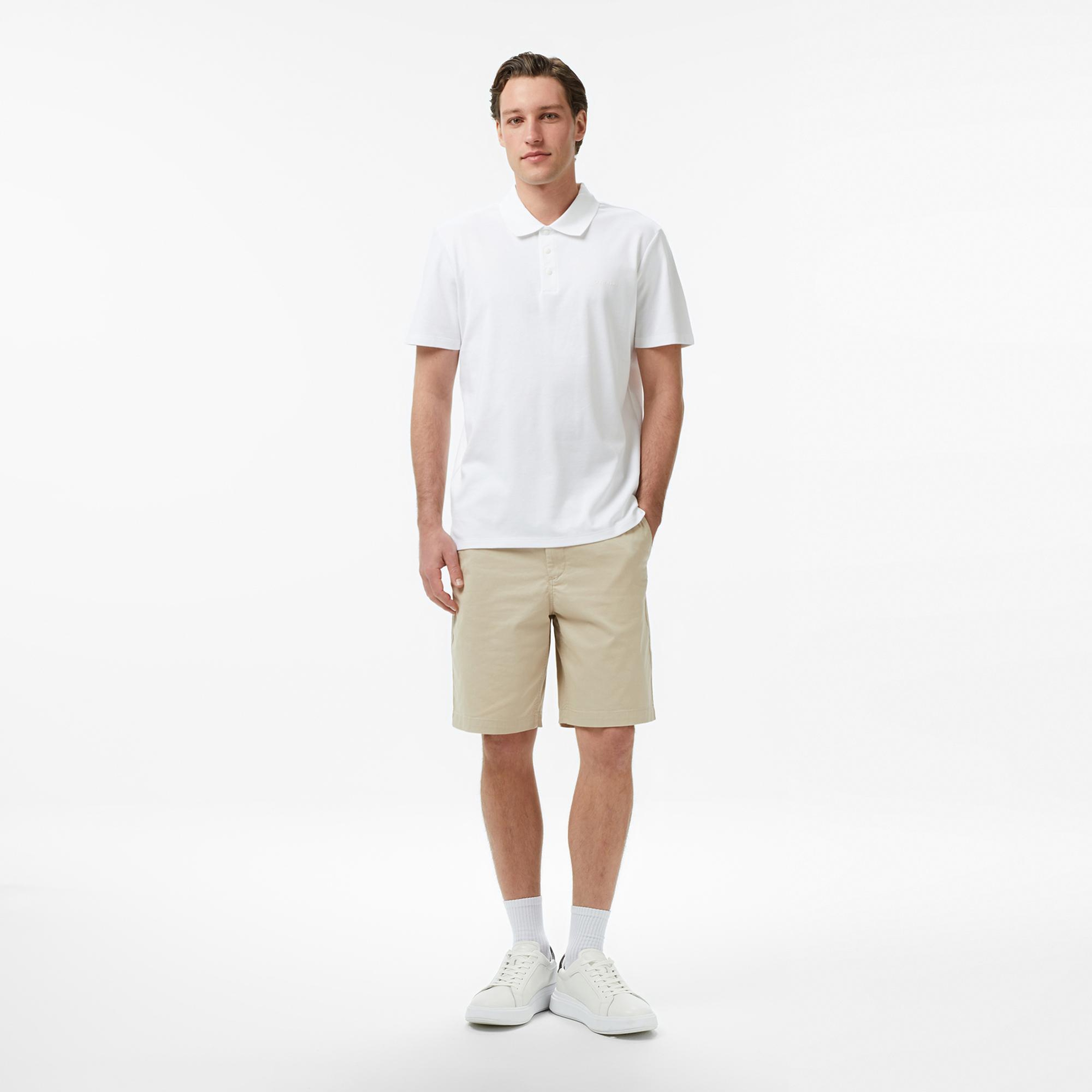 Calvin Klein Tech Interlock Erkek Beyaz Polo