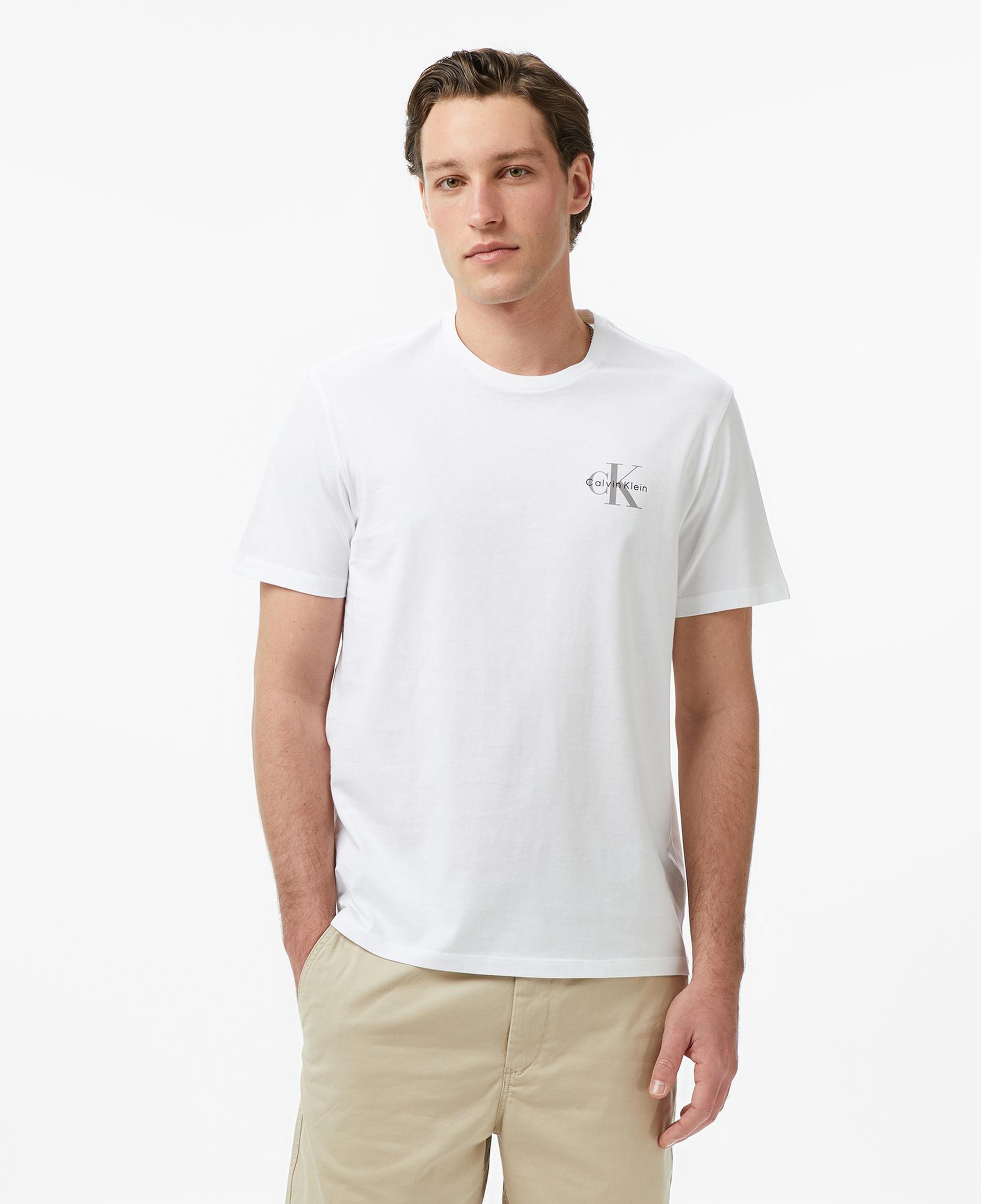 Calvin Klein 30S Jersey Classic Micro Mono Erkek Beyaz T-Shirt