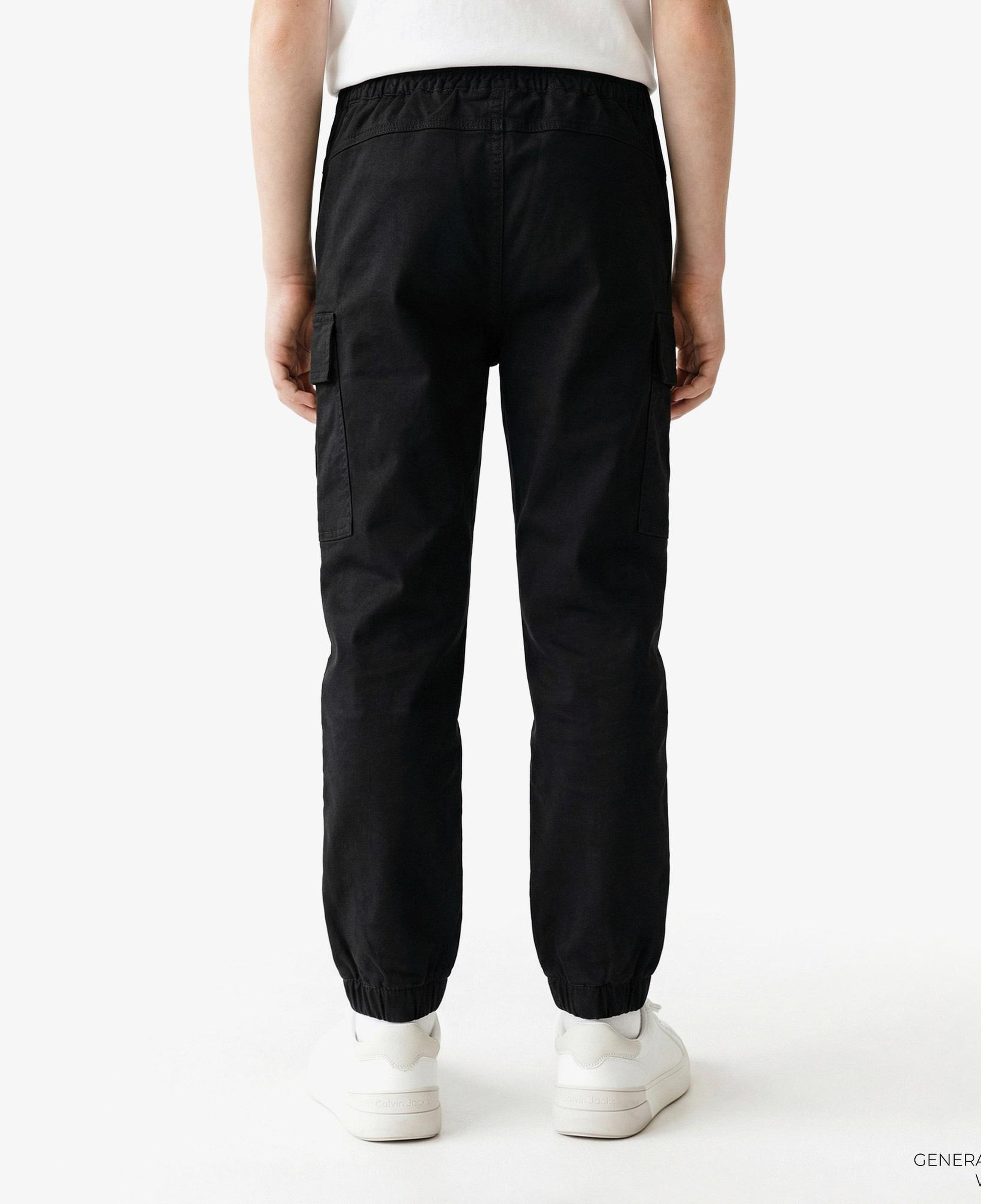 Calvin Klein Co Sateen Cargo Çocuk Siyah Pantolon
