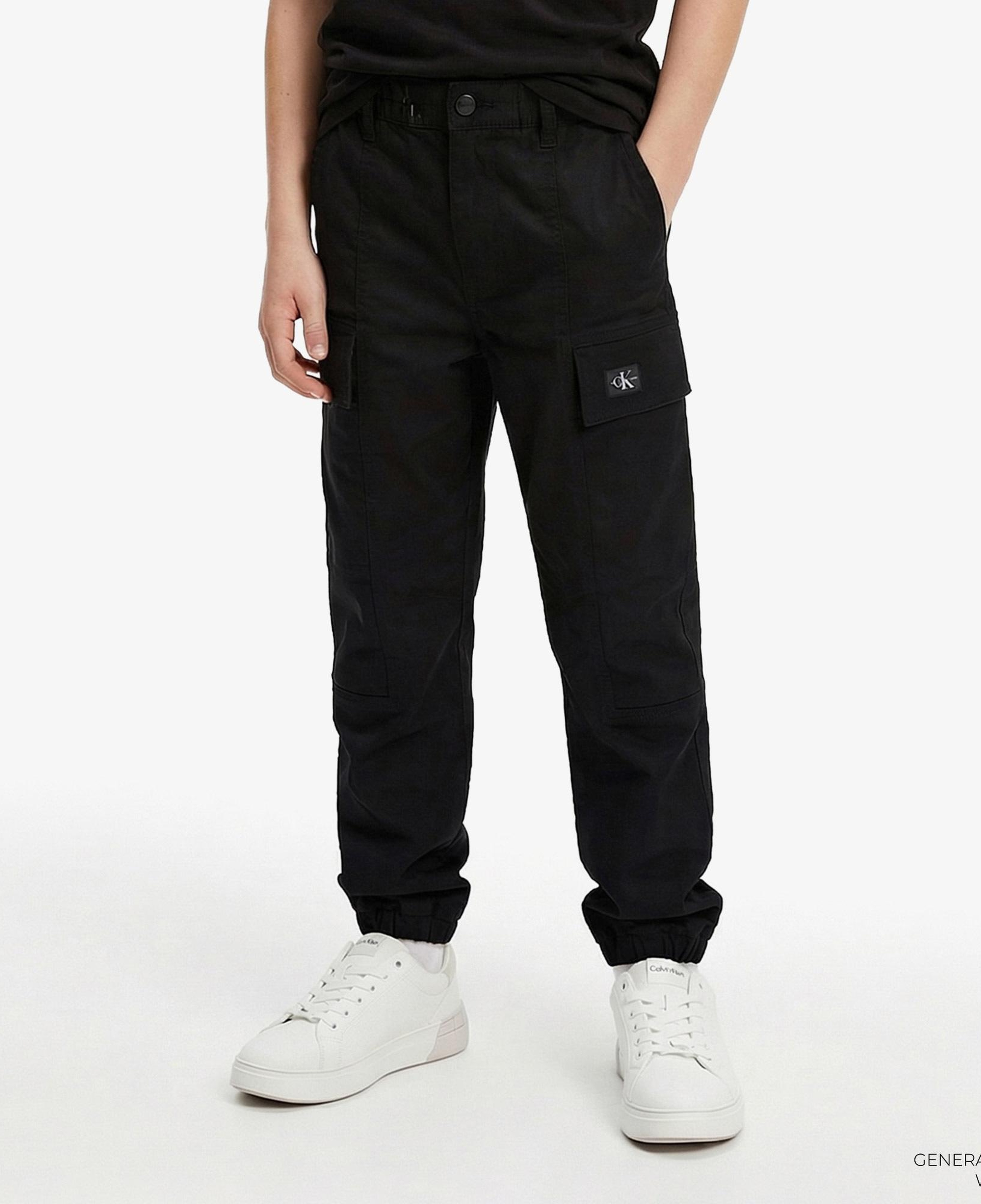 Calvin Klein Co Sateen Cargo Çocuk Siyah Pantolon