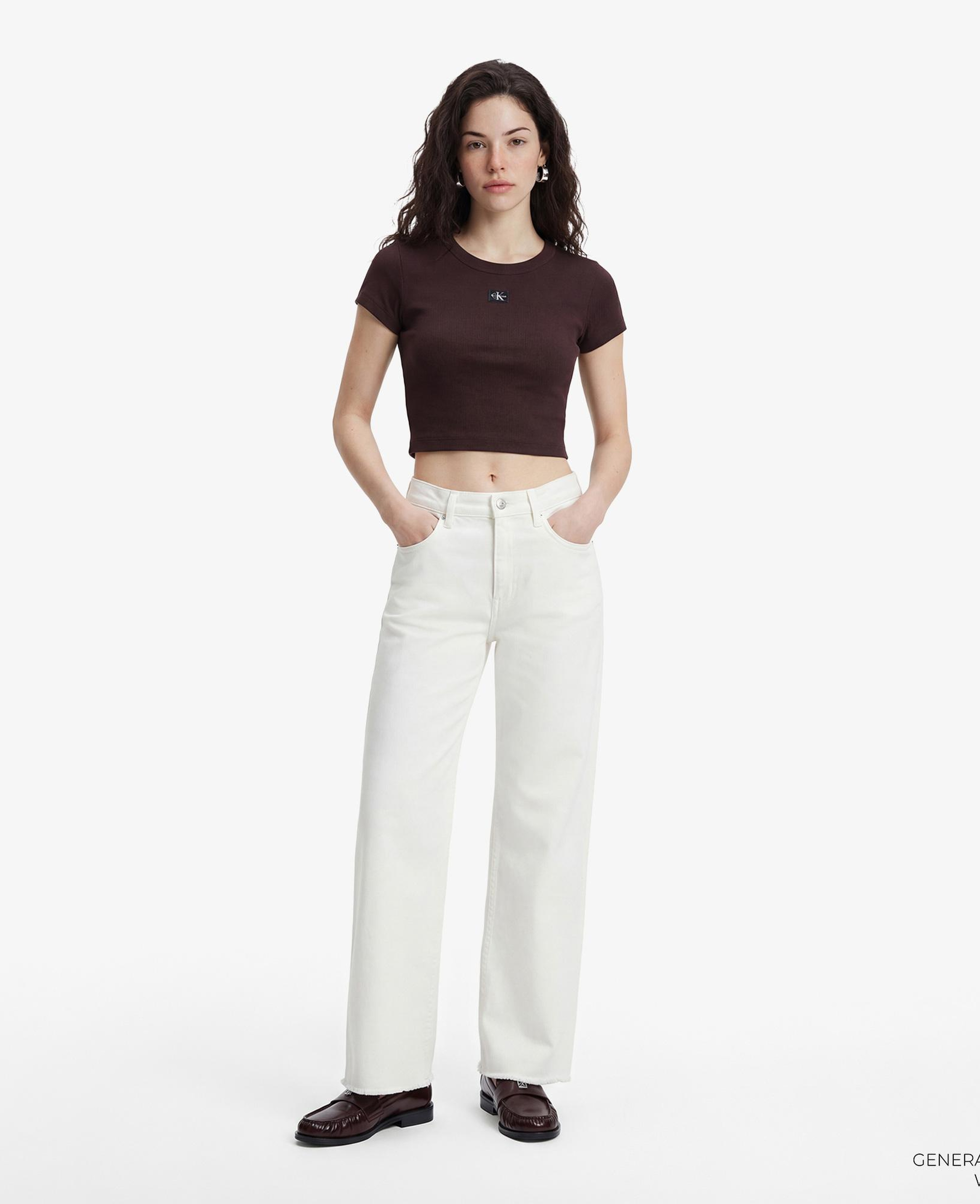 Calvin Klein Woven Label 2X2 Baby Rib Baby Kadın Kahverengi T-Shirt