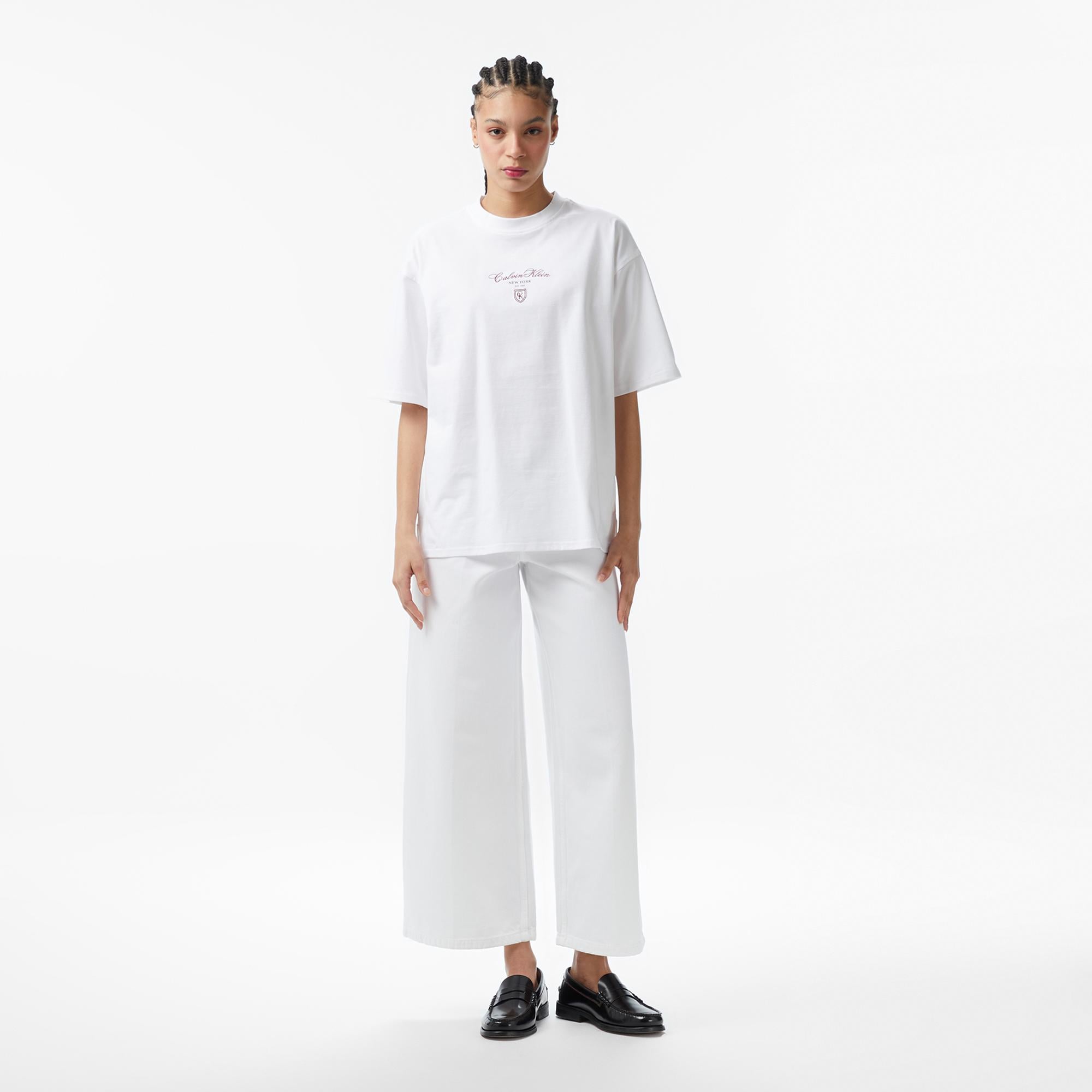 Calvin Klein Oversize Kadın Beyaz T-Shirt
