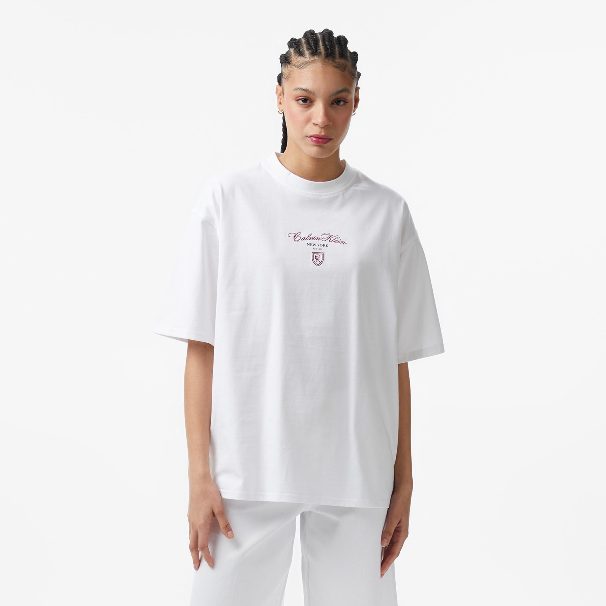 Calvin Klein Oversize Kadın Beyaz T-Shirt