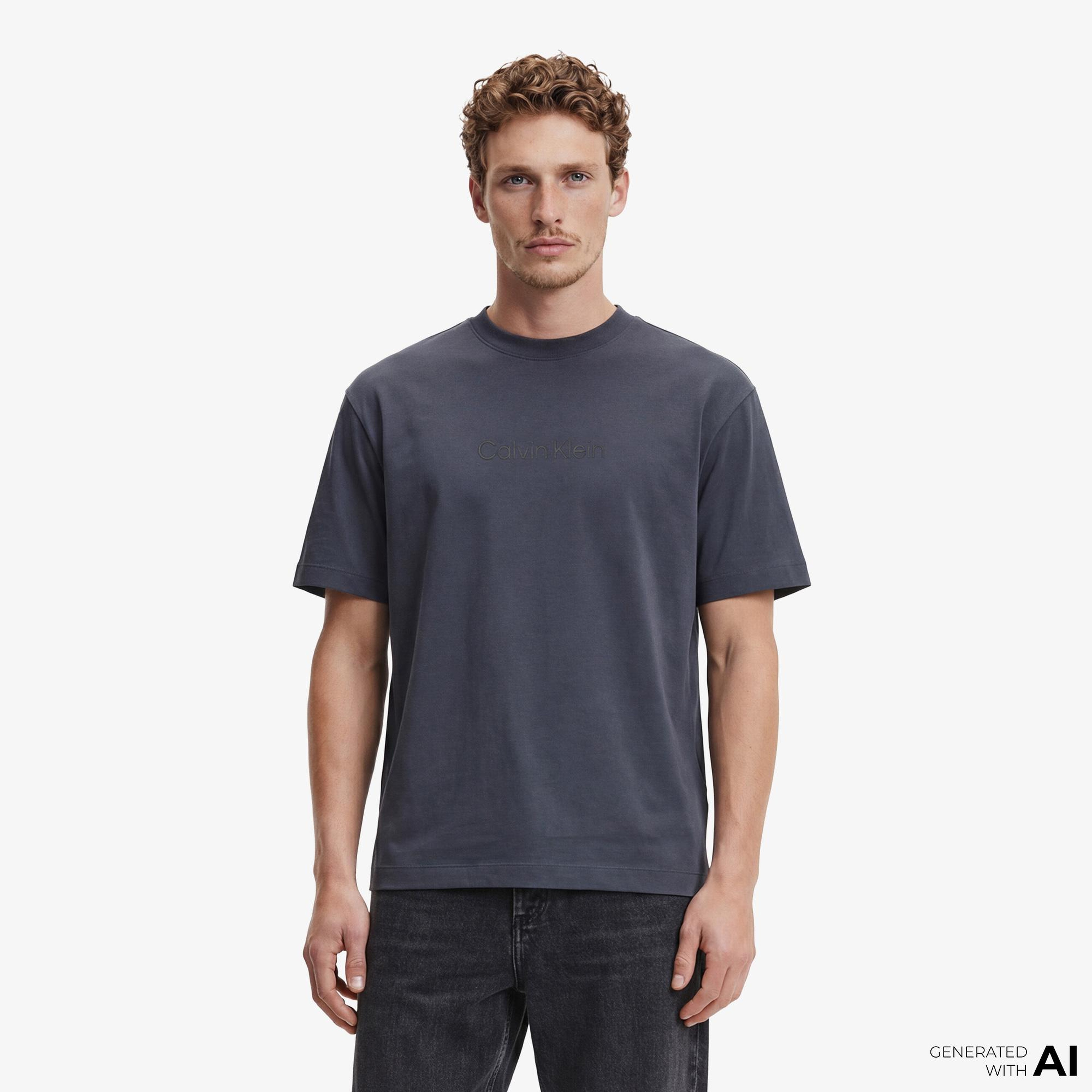 Calvin Klein Releaxed Standard Logo Crewnk Erkek Lacivert T-Shirt
