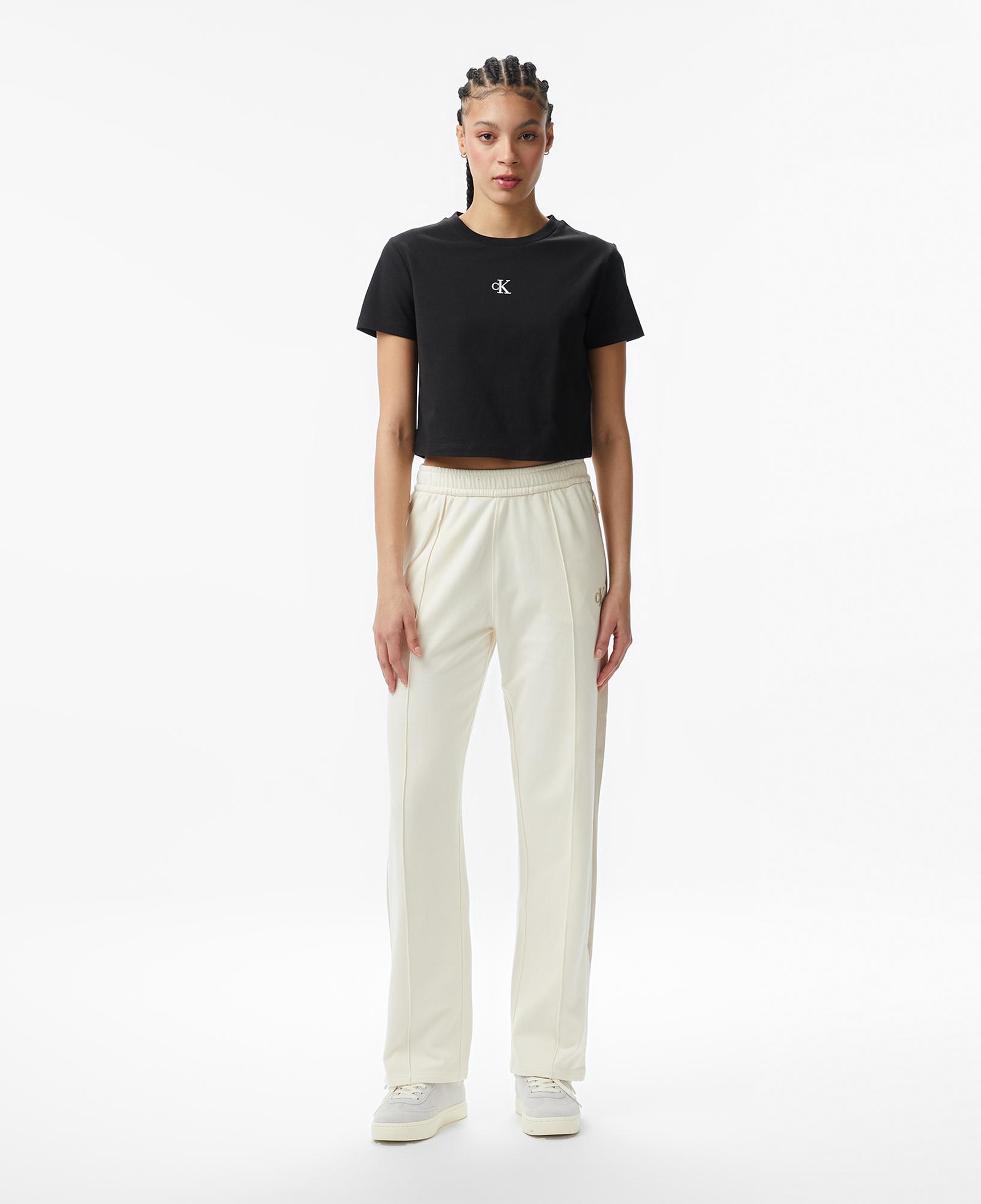 Calvin Klein Logo Cropped  Kadın Siyah T-Shirt
