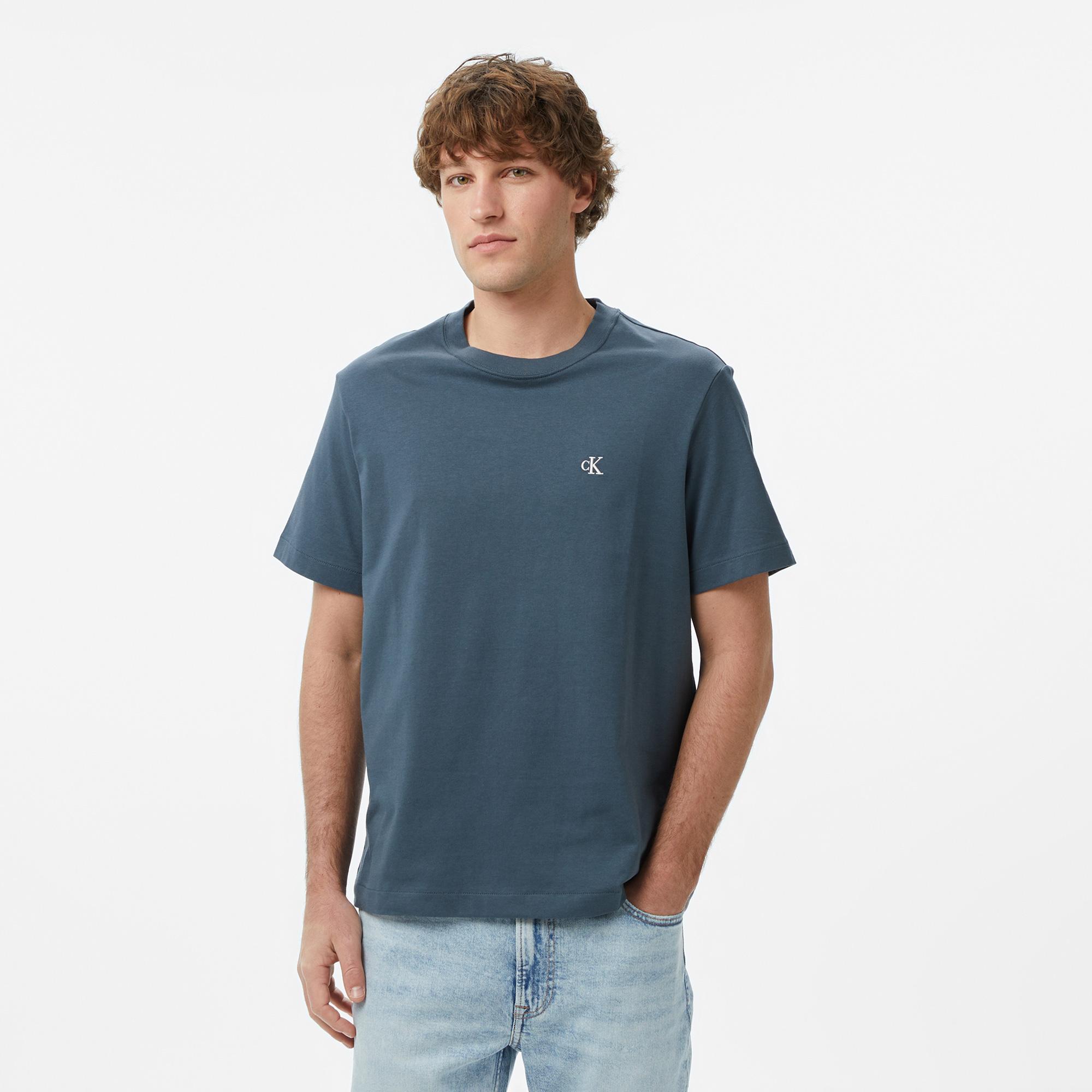 Calvin Klein Easy Monogram Erkek Mavi T-Shirt