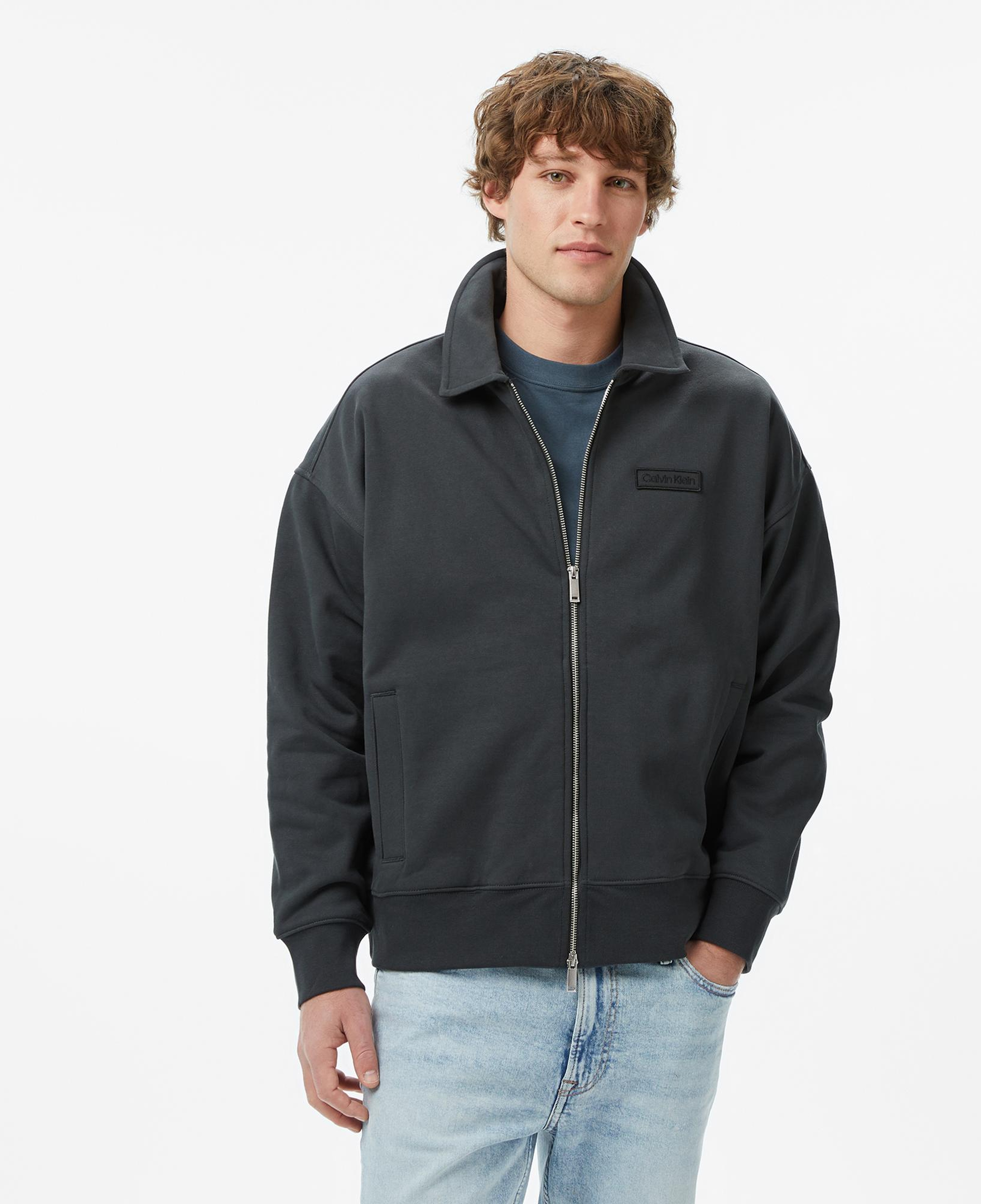 Calvin Klein Waffle-Lined Premium Erkek Gri Sweatshirt