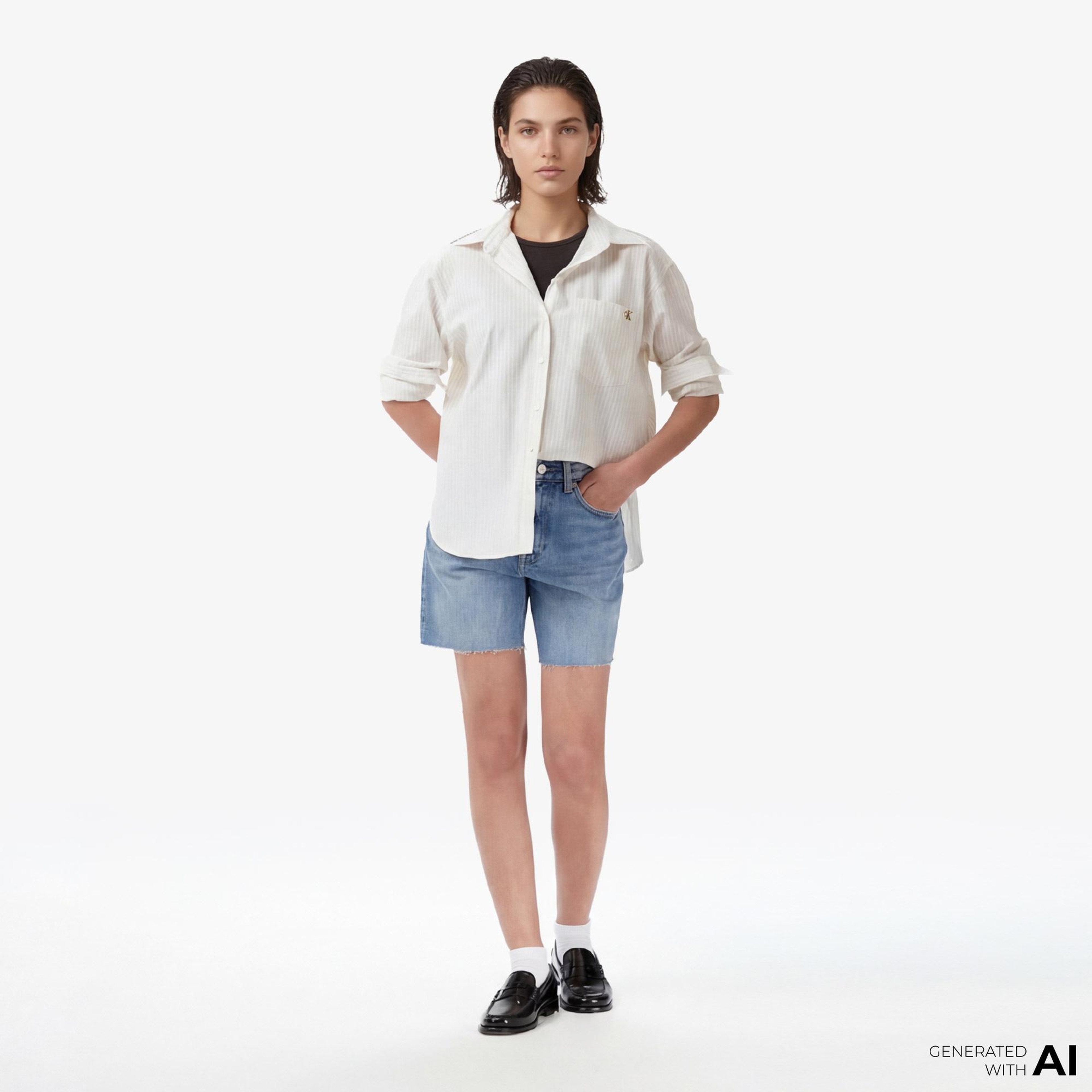 Calvin Klein Cotton Poplin Relaxed Kadın Beyaz Gömlek