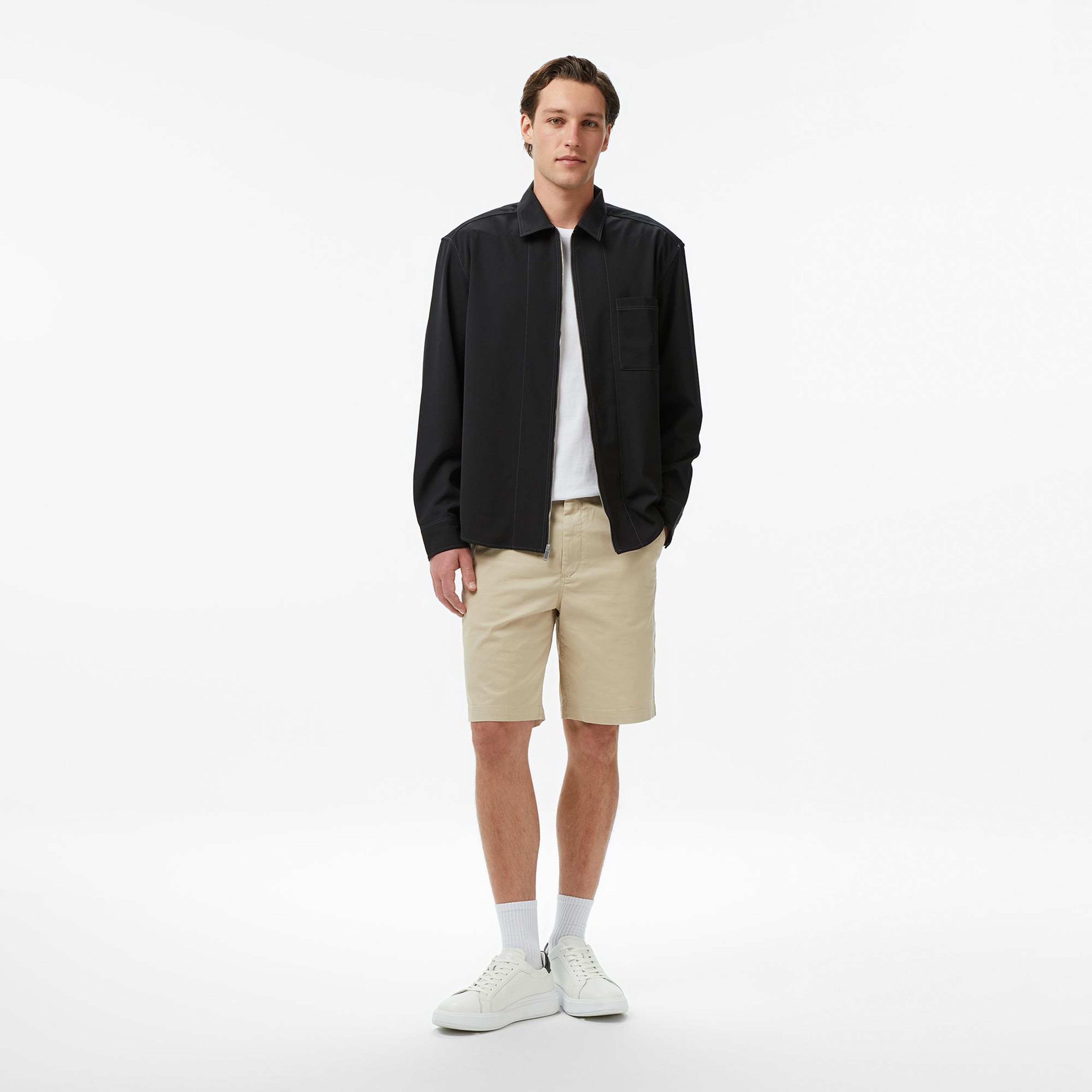 Calvin Klein Gabardine Relaxed Overshirt Erkek Siyah Gömlek