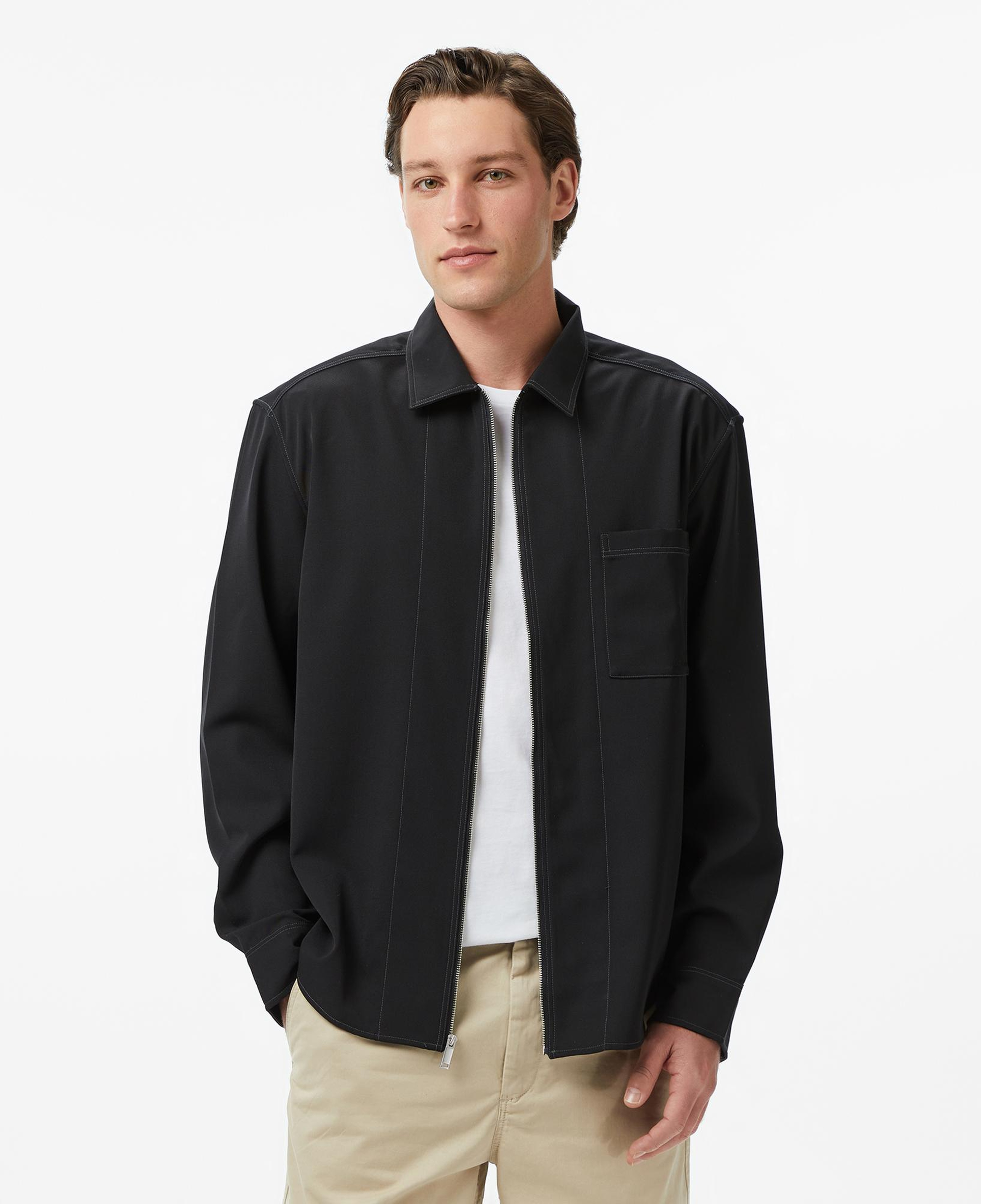 Calvin Klein Gabardine Relaxed Overshirt Erkek Siyah Gömlek