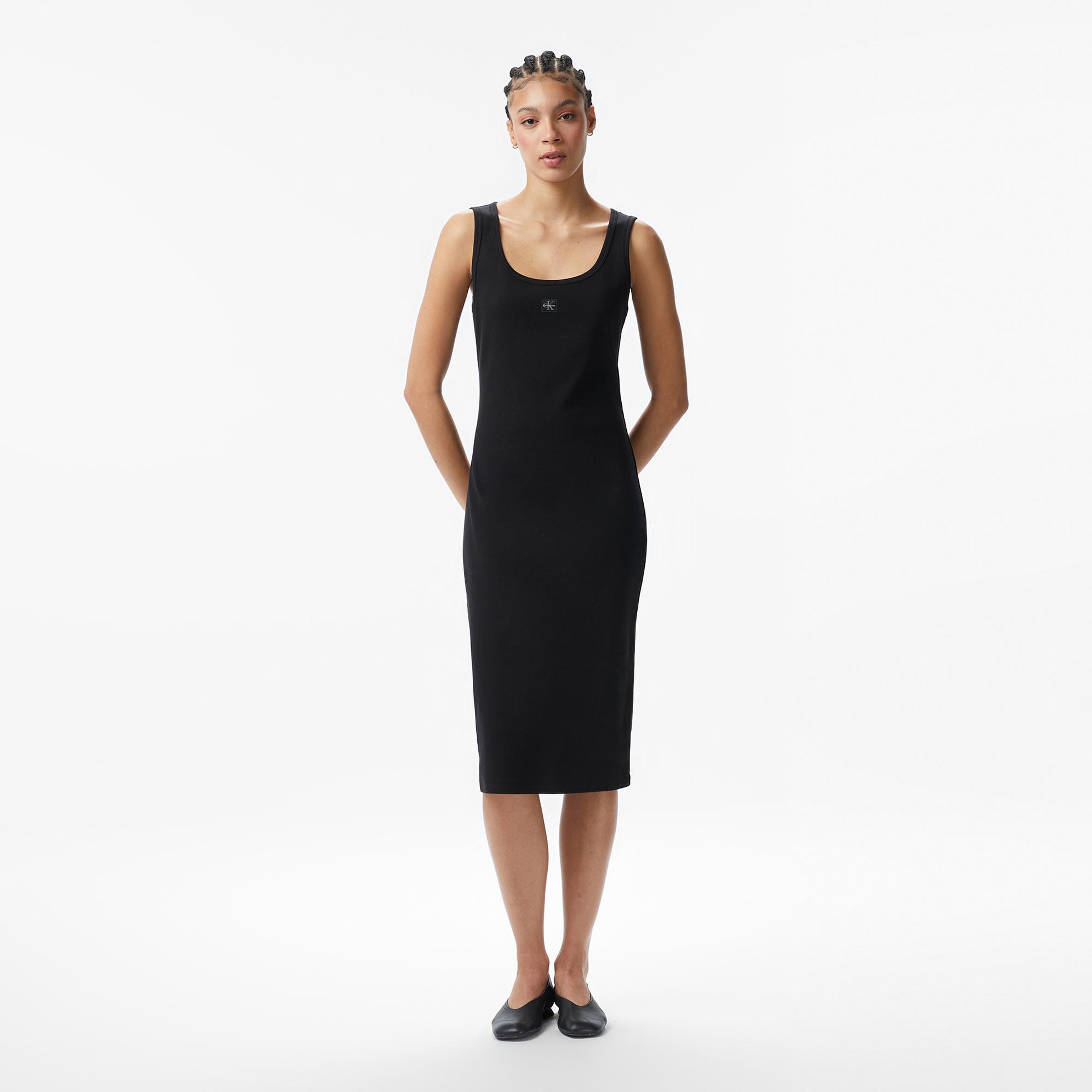 Calvin Klein Baby Woven Label Square Kadın Siyah Elbise