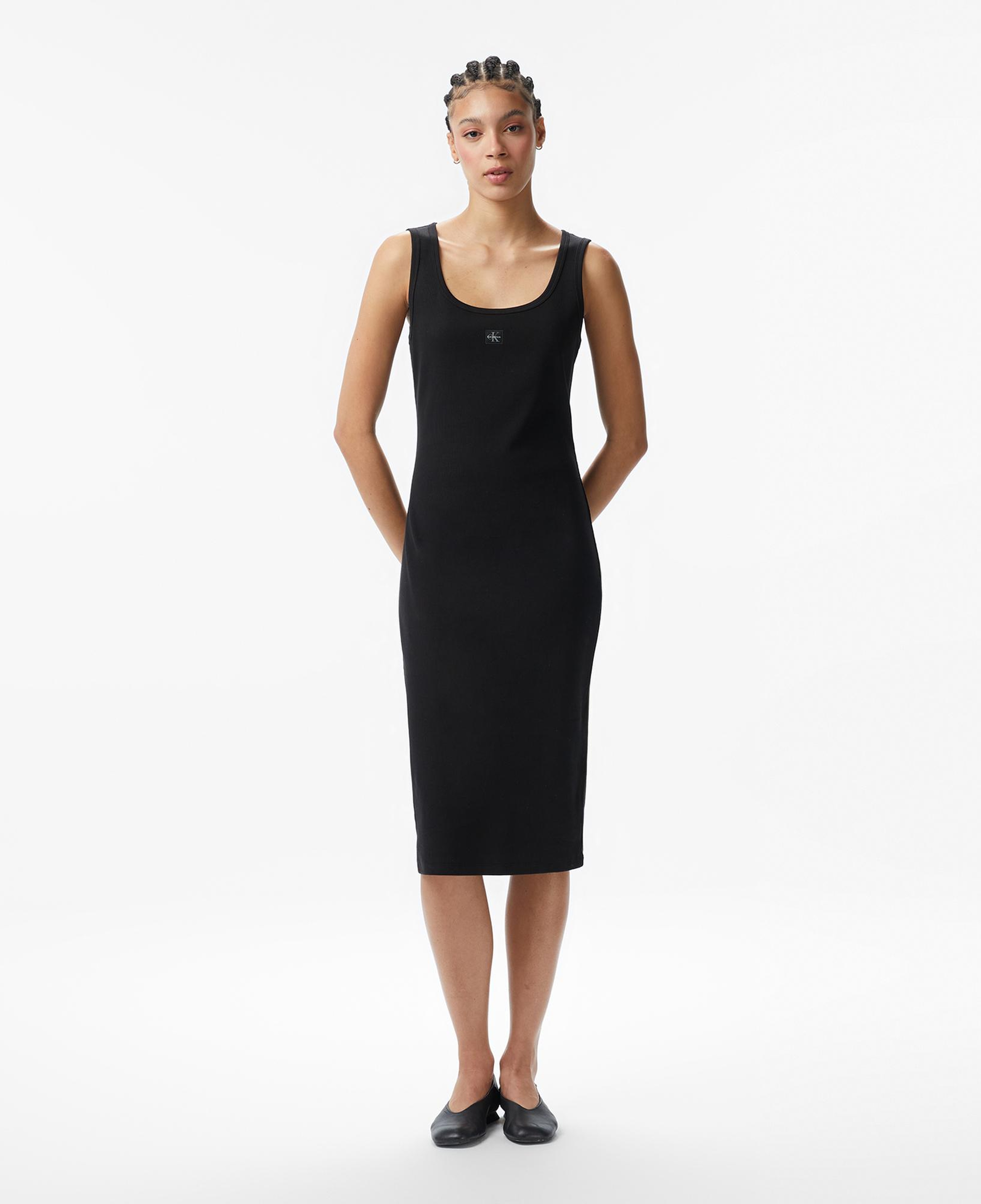 Calvin Klein Baby Woven Label Square Kadın Siyah Elbise