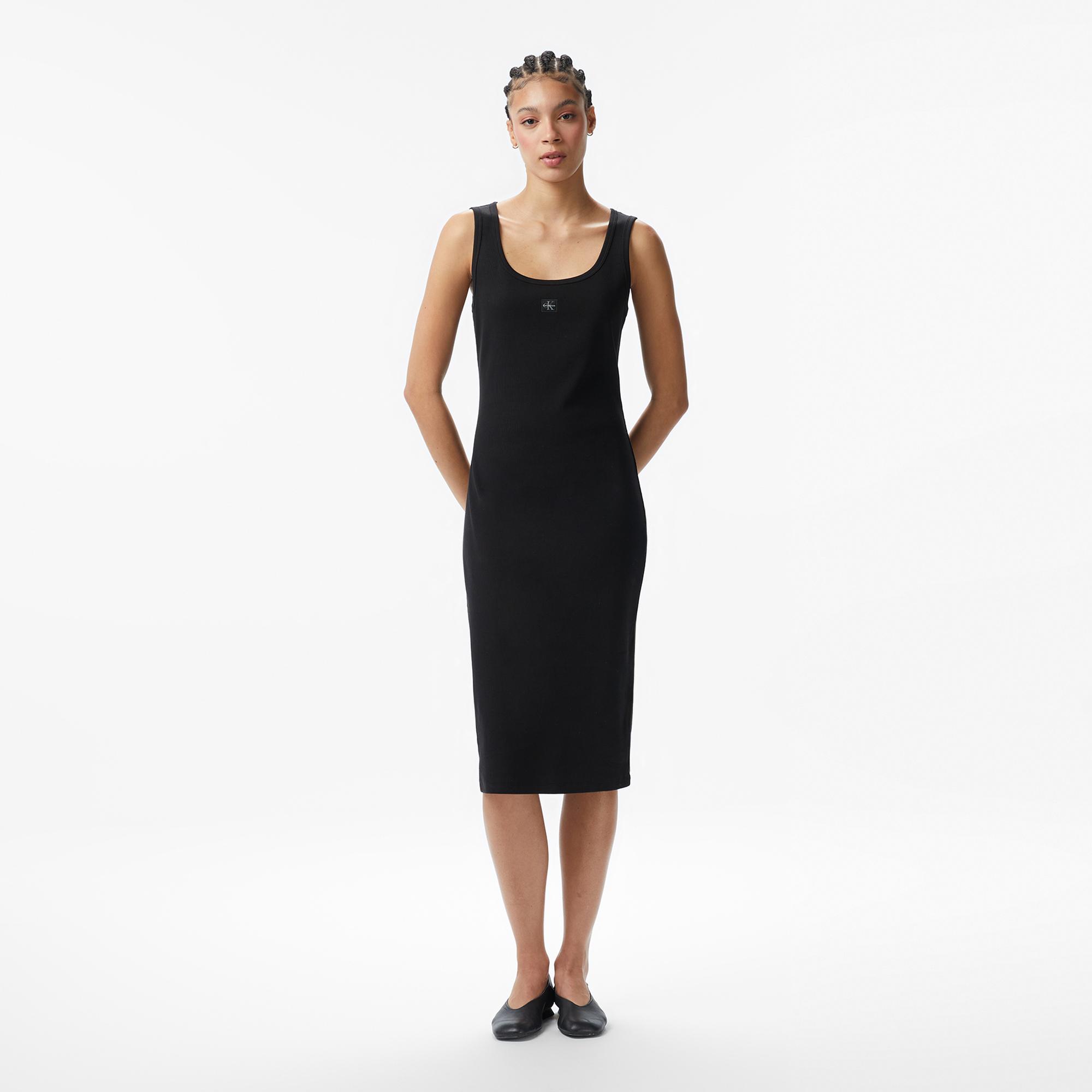 Calvin Klein Baby Woven Label Square Kadın Siyah Elbise