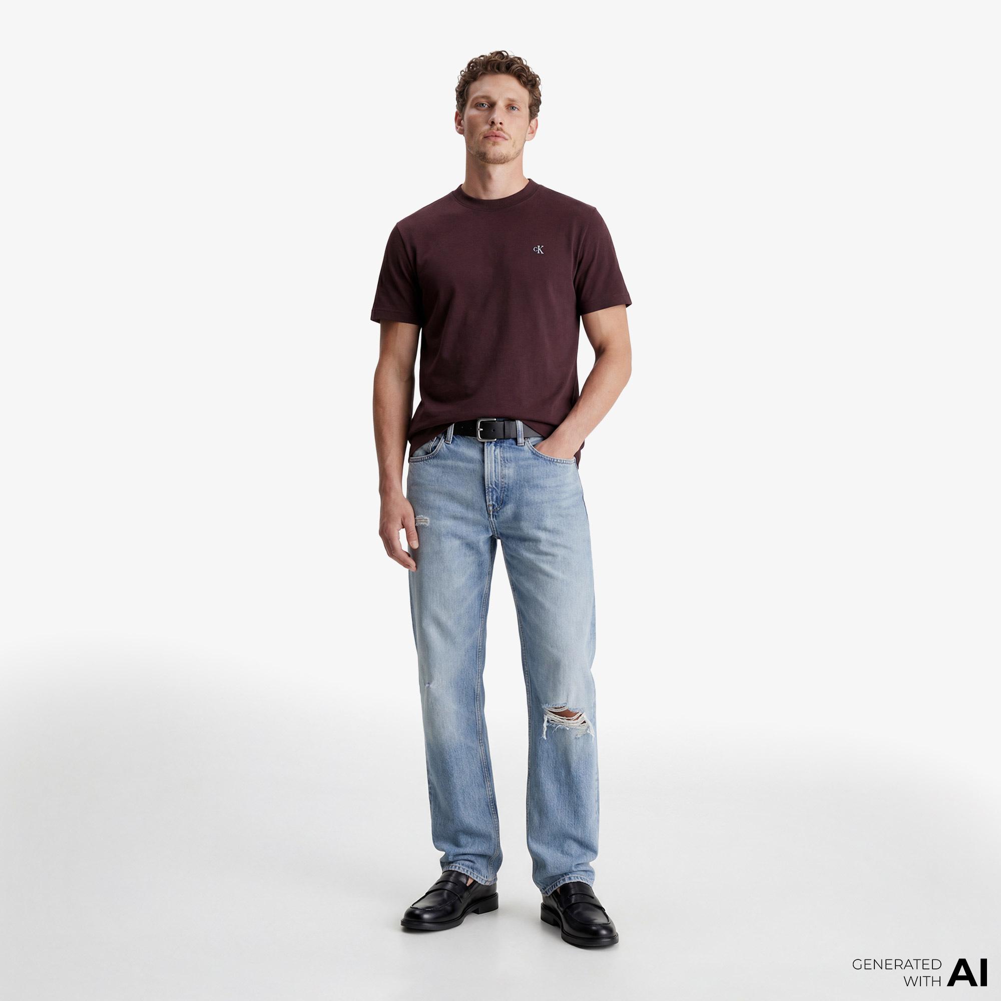 Calvin Klein Easy Monogram Erkek Kahverengi T-Shirt