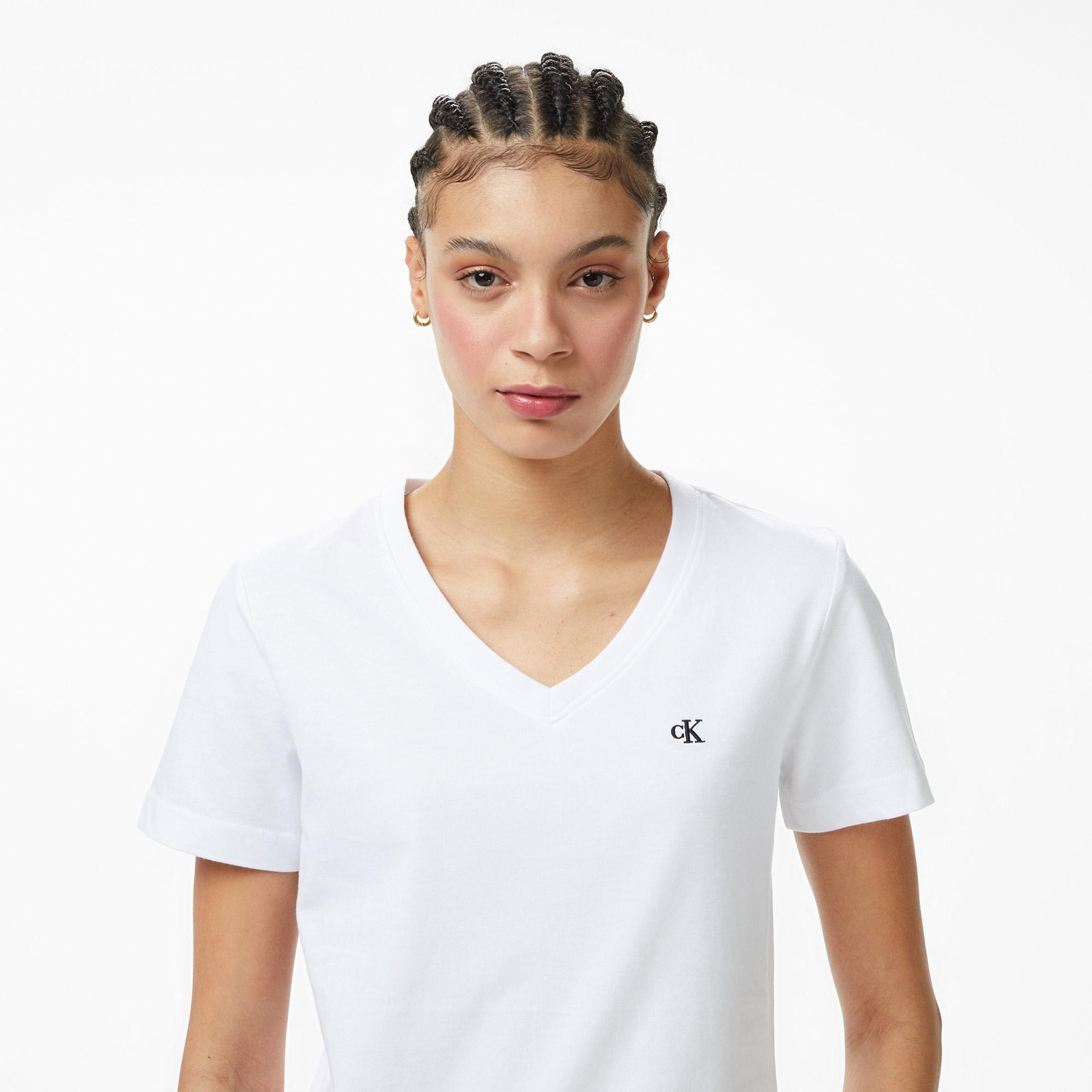 Calvin Klein Monogram Kadın Beyaz T-Shirt