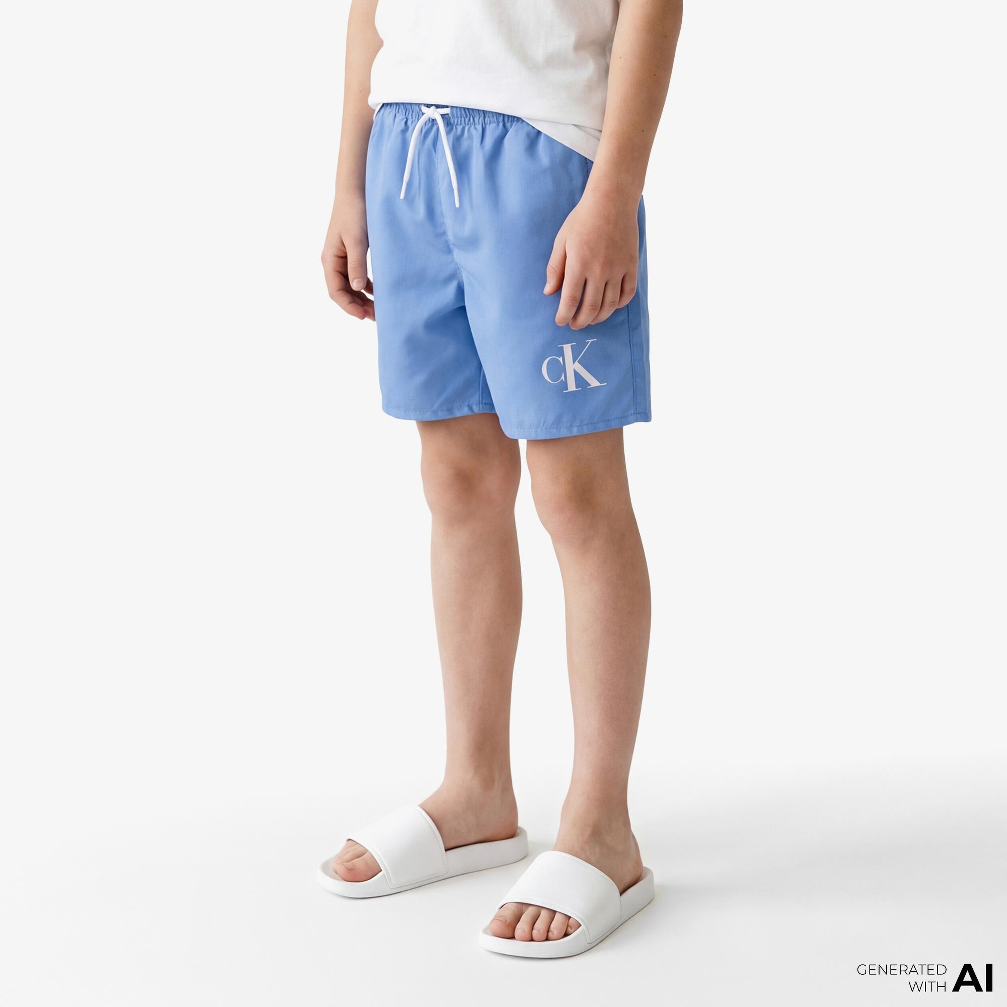 Calvin Klein Medium Drawstring Çocuk Mavi Deniz Şortu