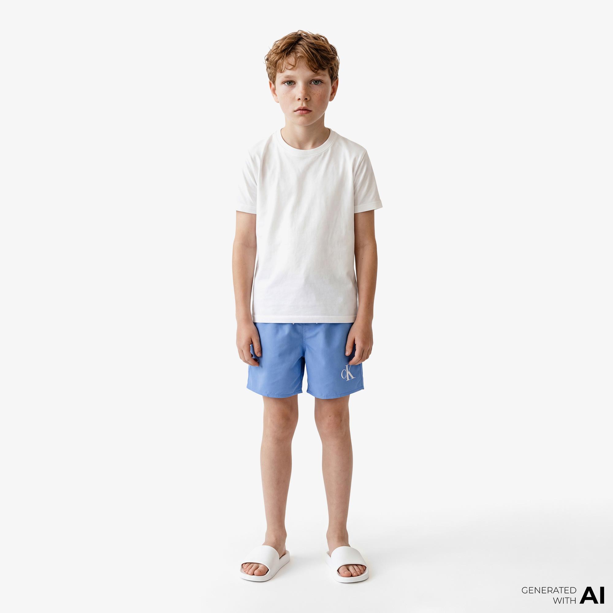 Calvin Klein Medium Drawstring Çocuk Mavi Deniz Şortu