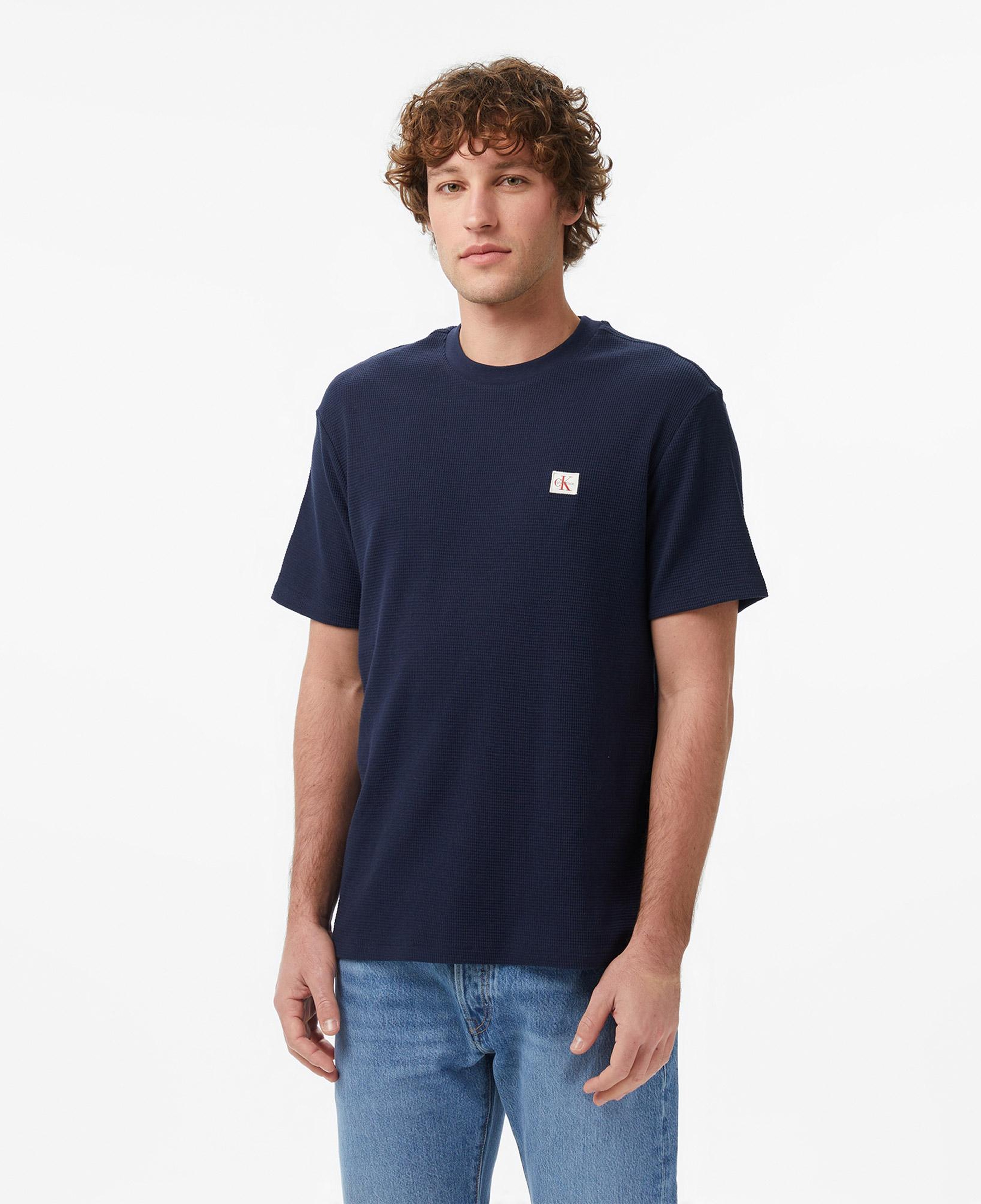 Calvin Klein Waffle Badge Crewnk Erkek Mavi T-Shirt
