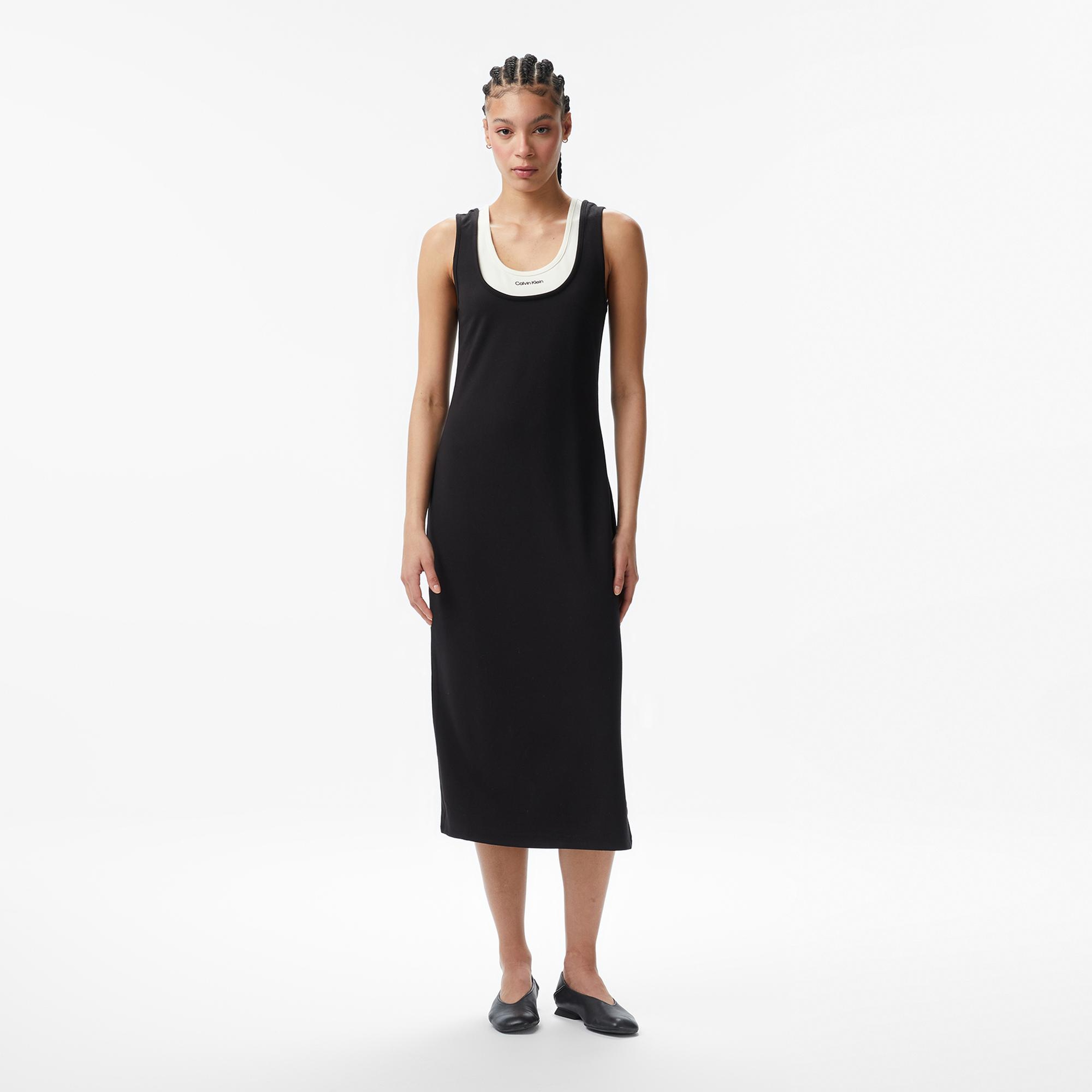 Calvin Klein Interlock Midi Kadın Siyah Elbise