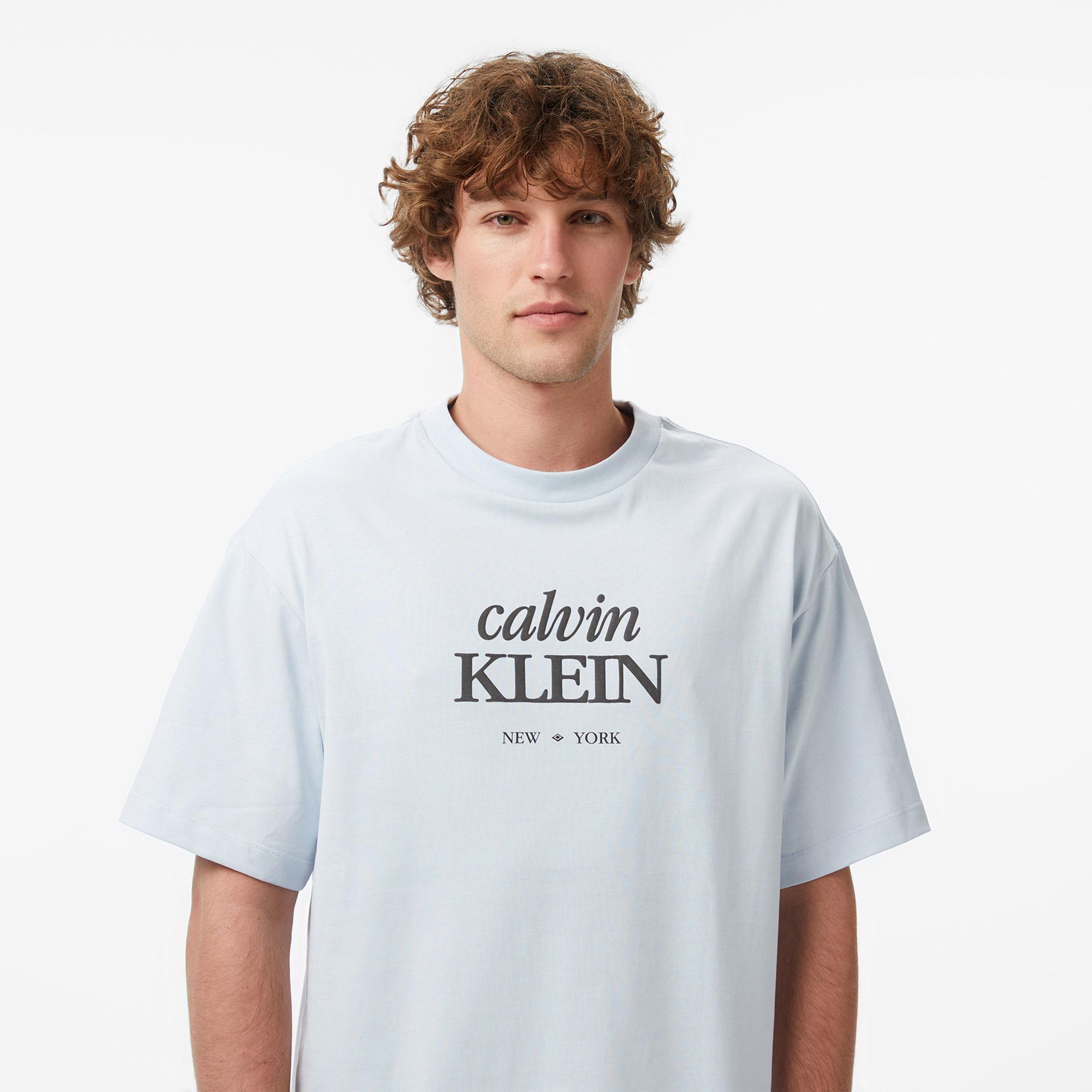 Calvin Klein 16S Diamond Grap Erkek Mavi T-Shirt