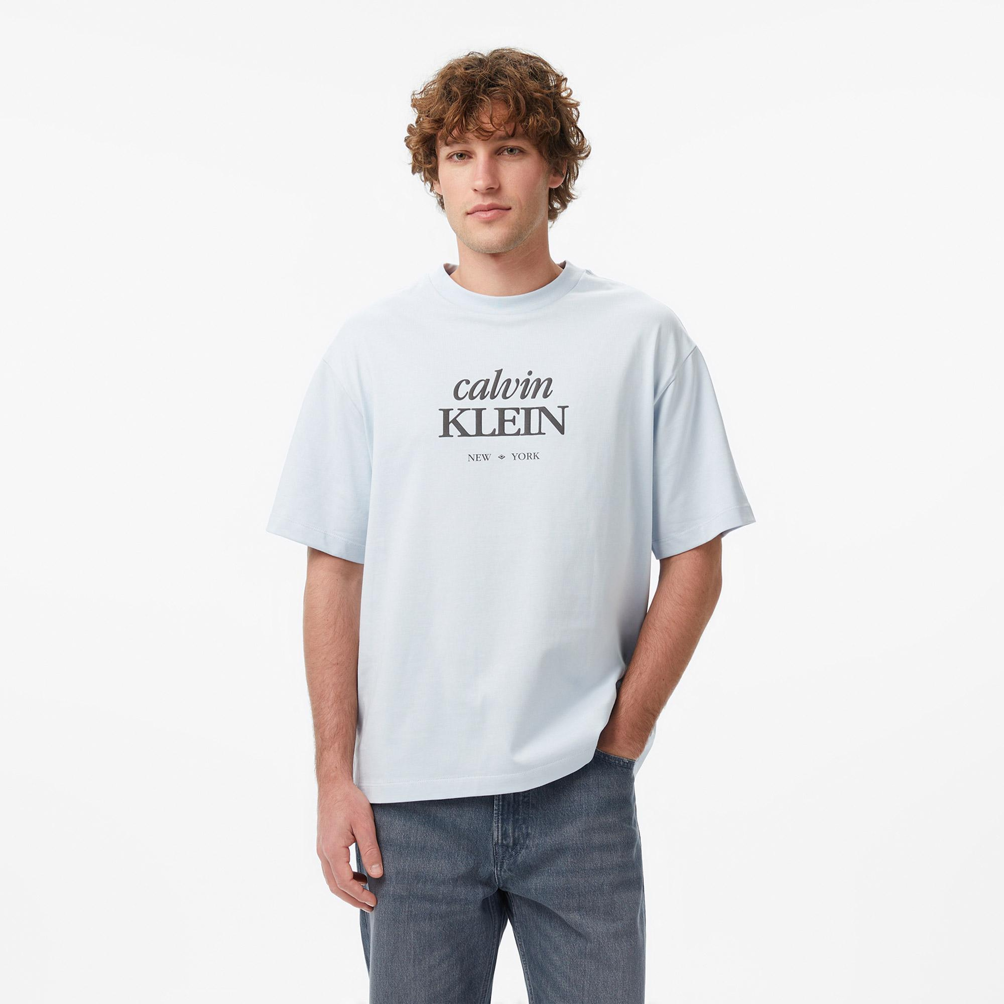 Calvin Klein 16S Diamond Grap Erkek Mavi T-Shirt