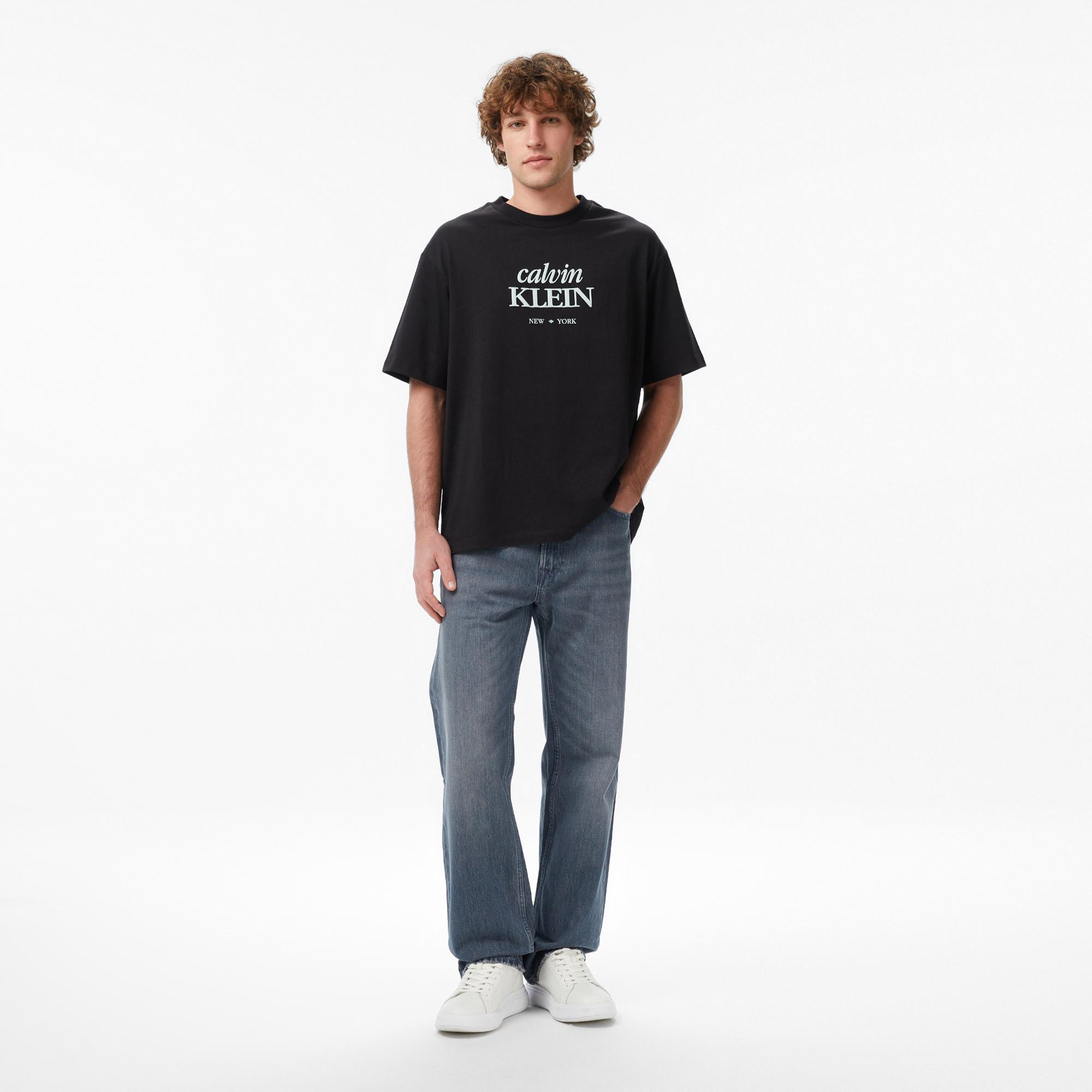 Calvin Klein 90S Straight Blue Ash Stone Erkek Gri Jean