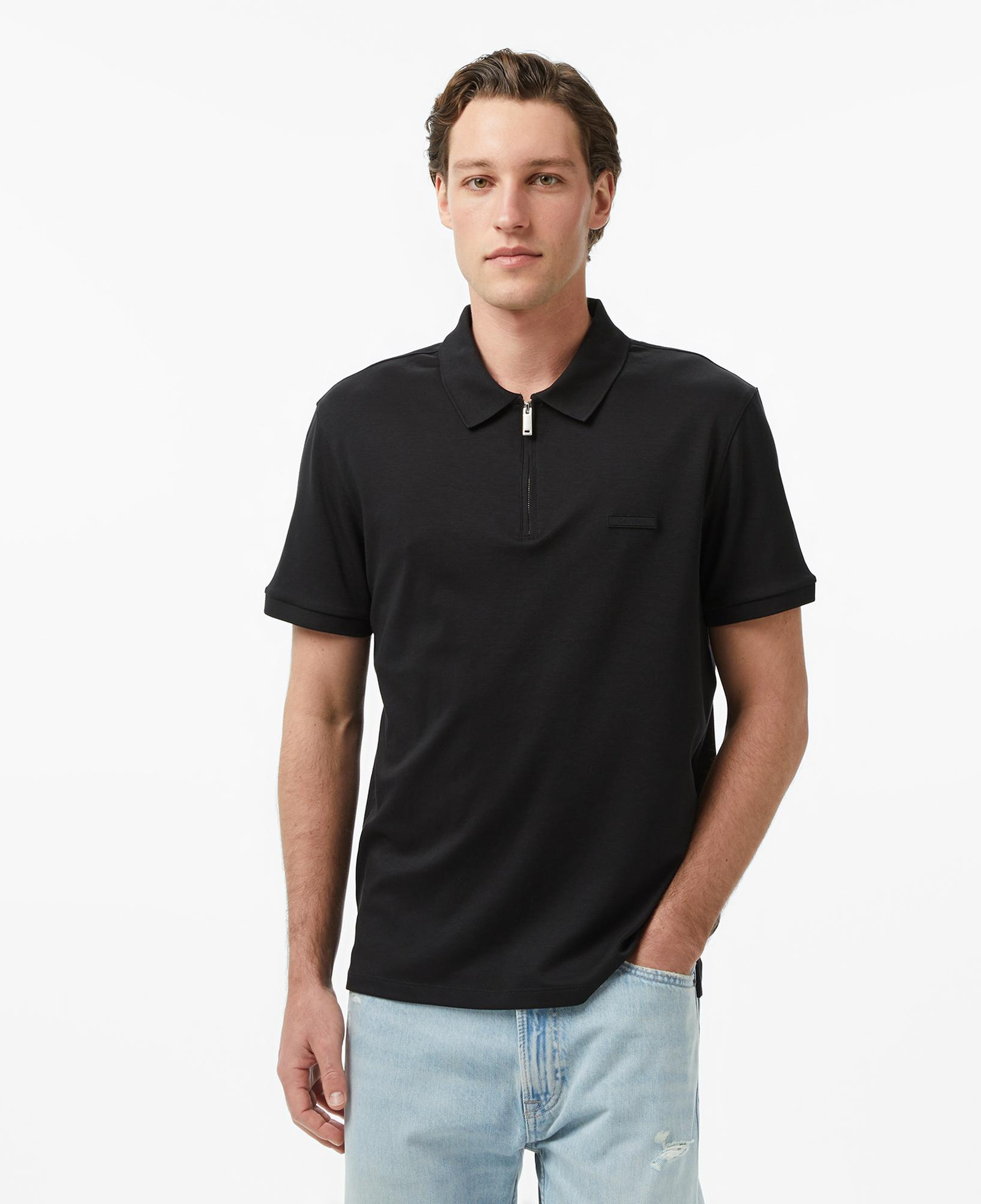 Calvin Klein Slim Supima Zip Erkek Siyah Polo