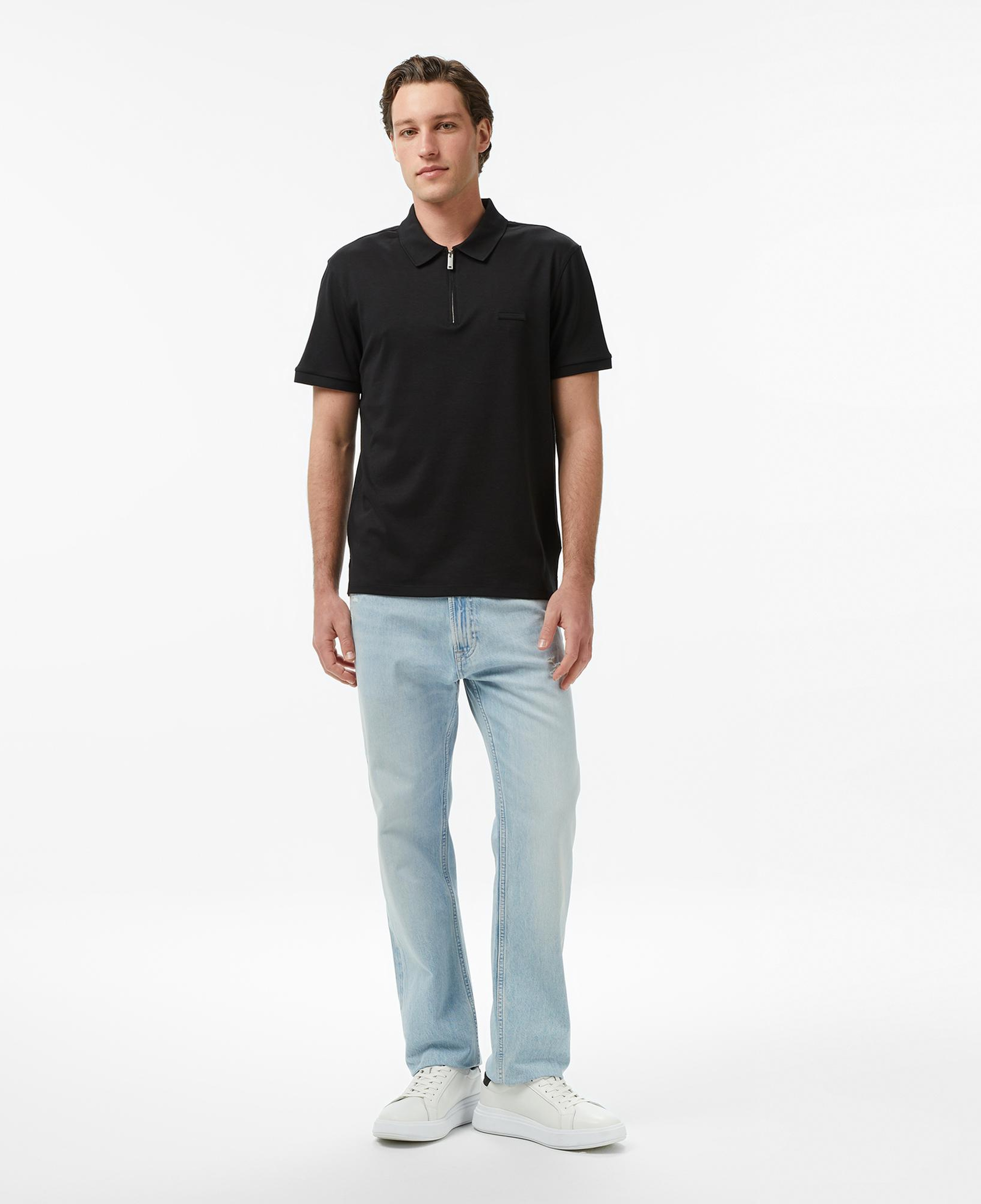 Calvin Klein Slim Supima Zip Erkek Siyah Polo