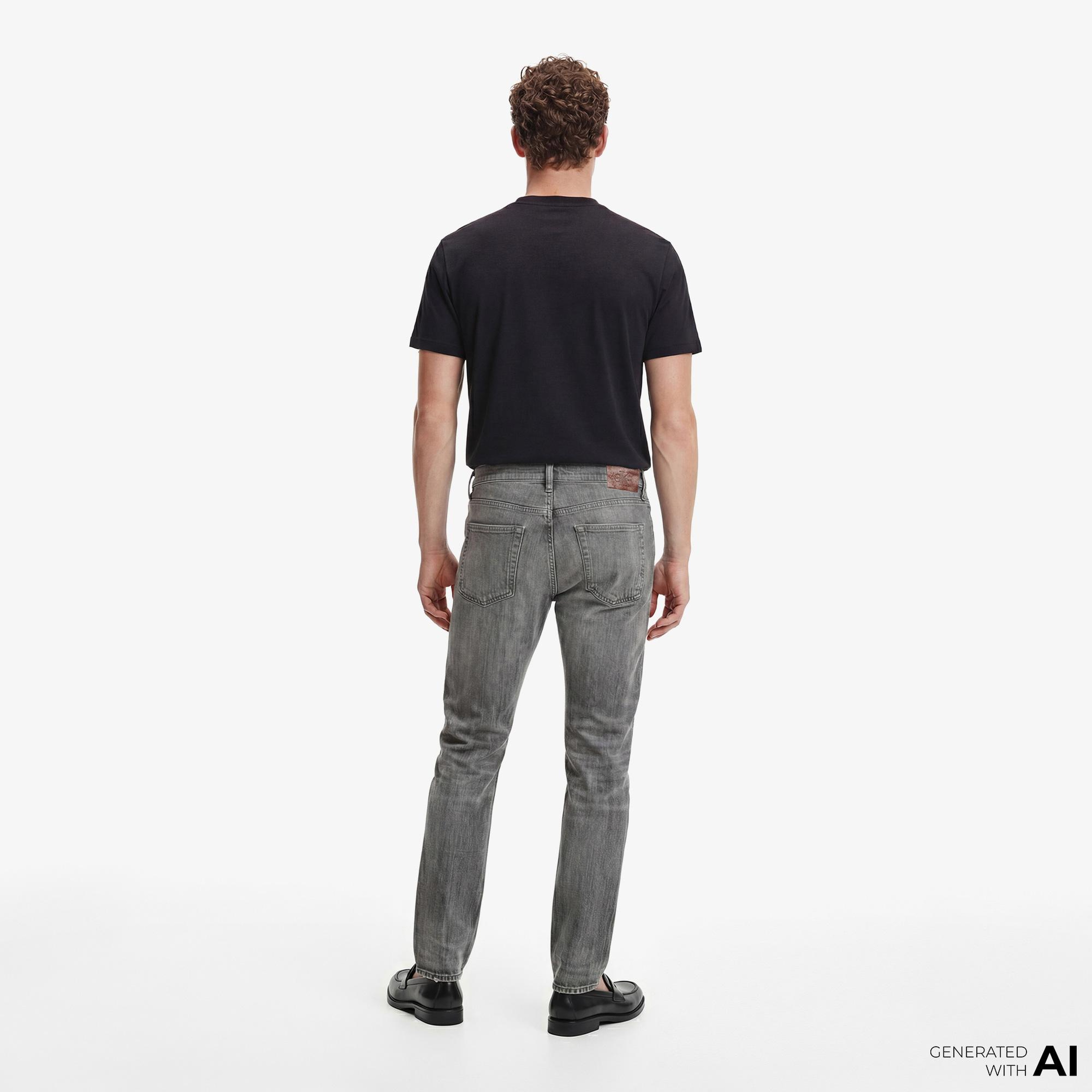 Calvin Klein 90S Straight Meteorite Tencel Erkek Gri Jean