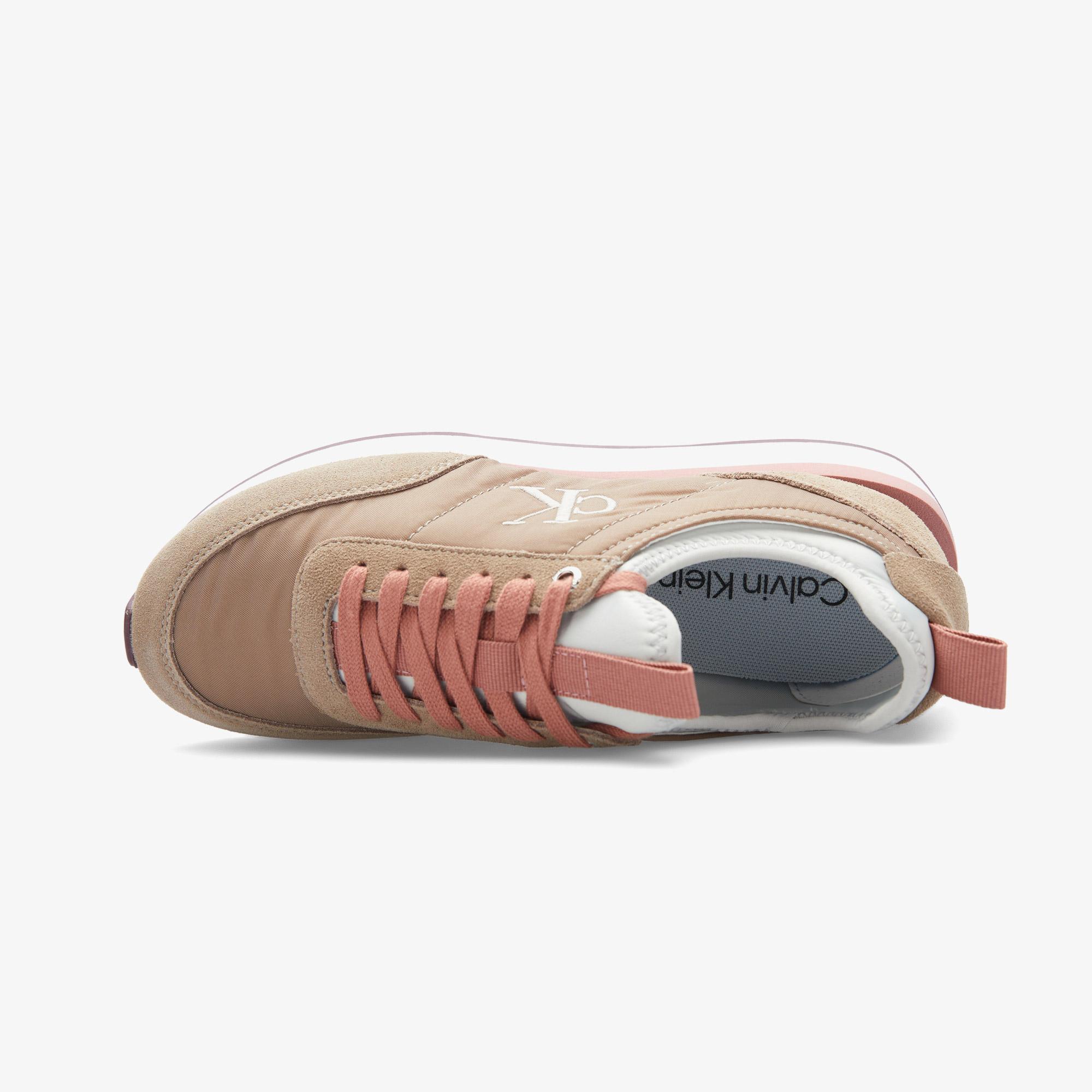 Calvin Klein Retro Runner Sock Laceup Mix Kadın Bej Sneaker
