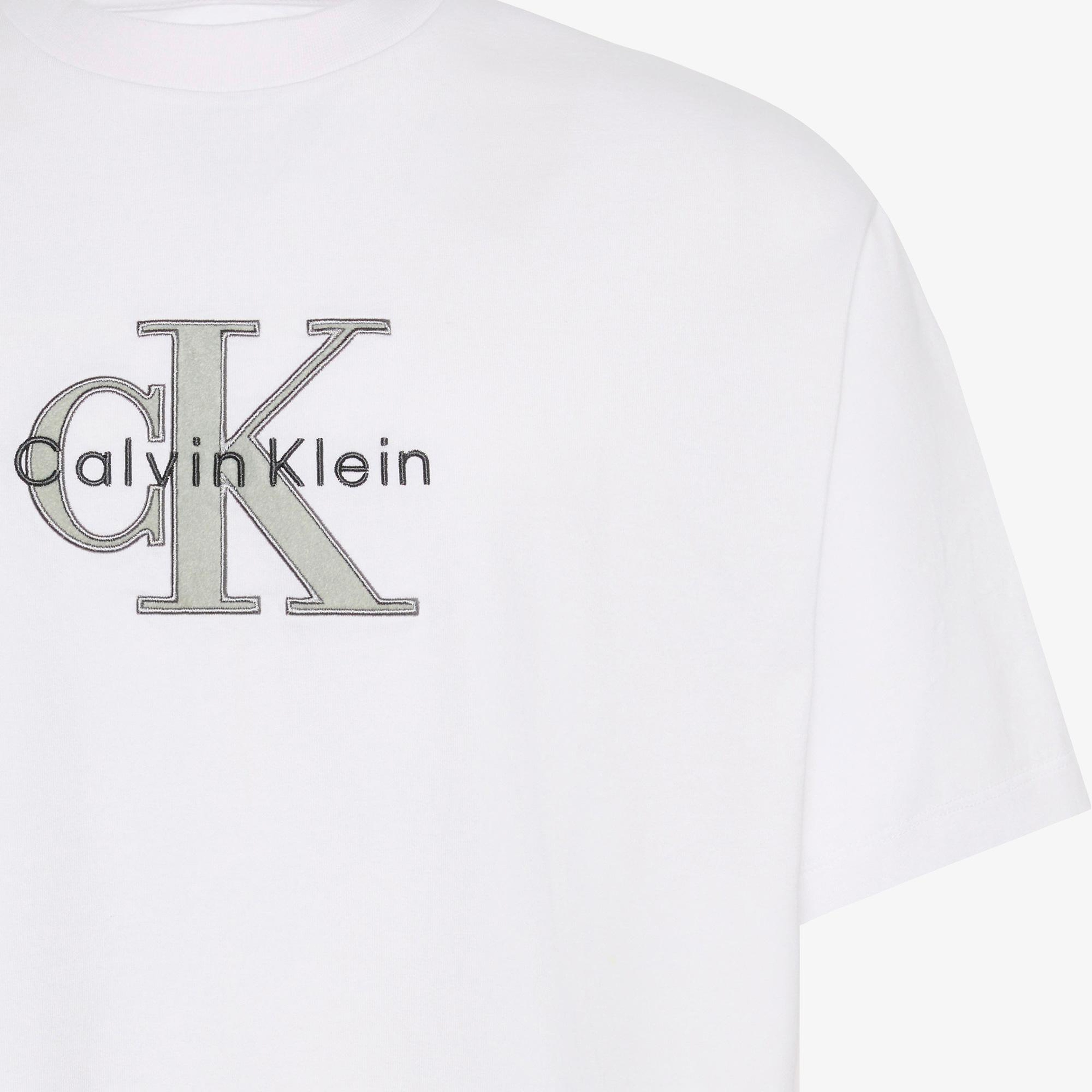 Calvin Klein Tricolor Monologo Graphic Erkek Beyaz T-Shirt