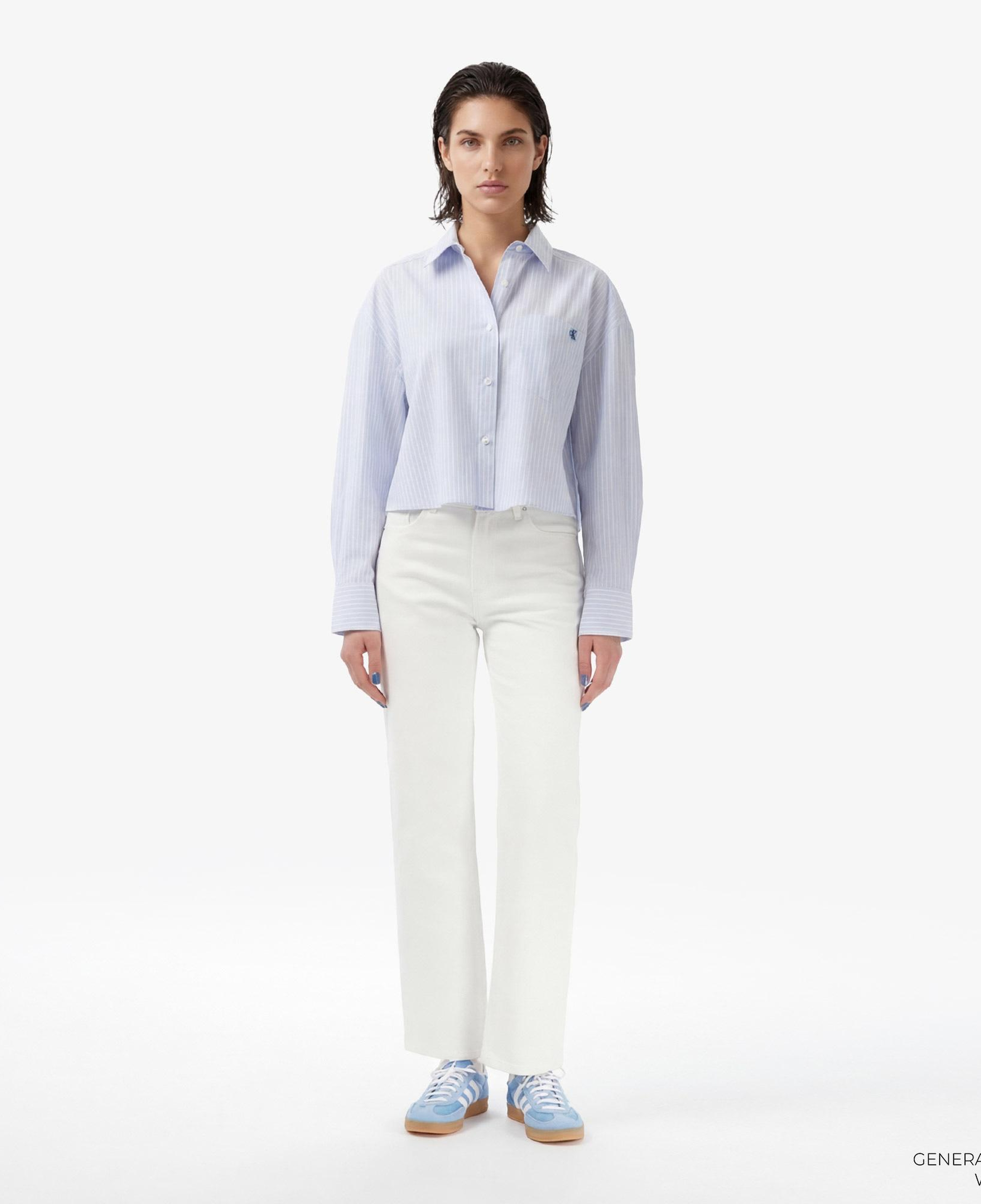 Calvin Klein Cotton Poplin Cropped Kadın Mavi Gömlek