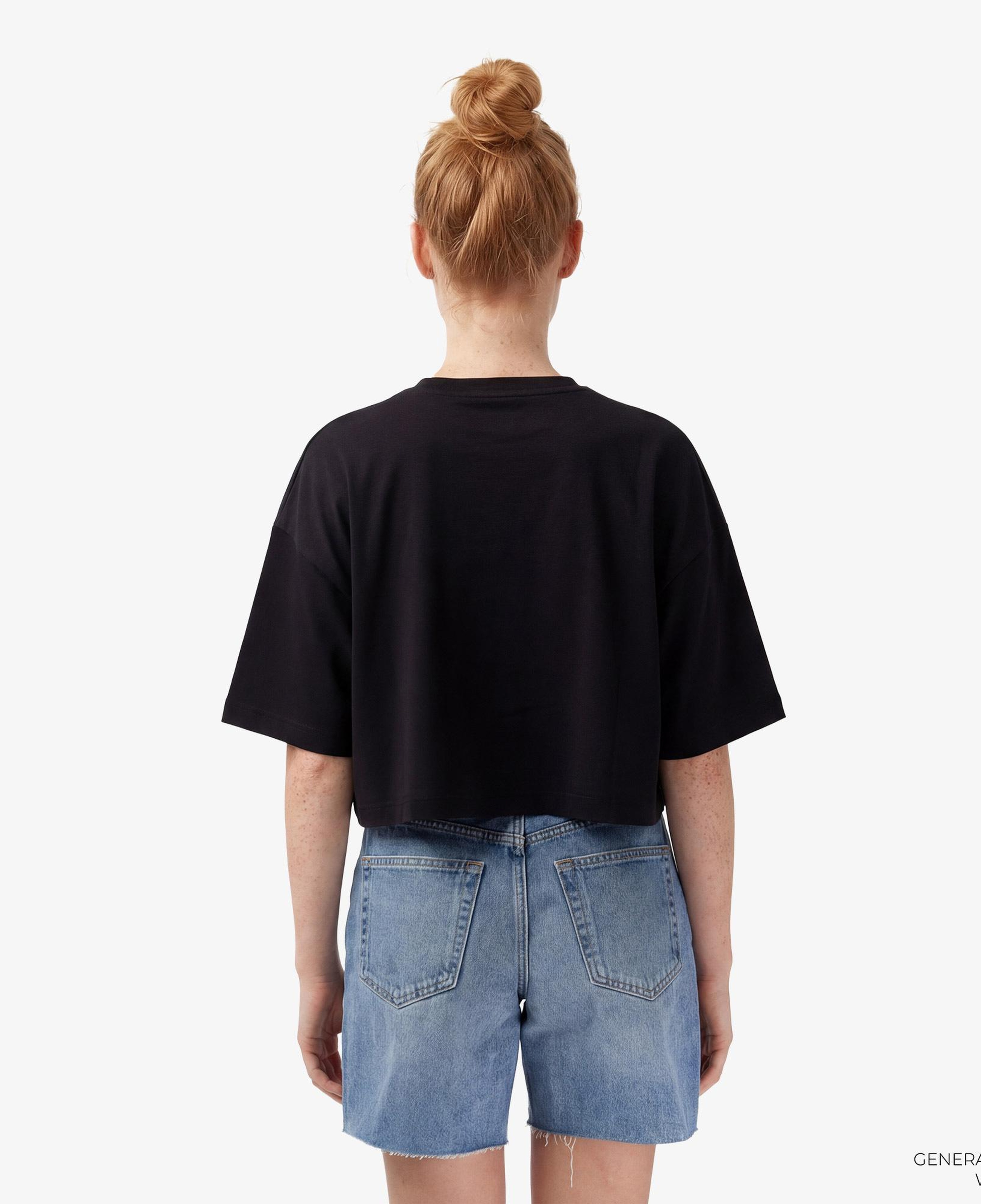 Calvin Klein Boxy Crop Monologo Kadın Siyah T-Shirt