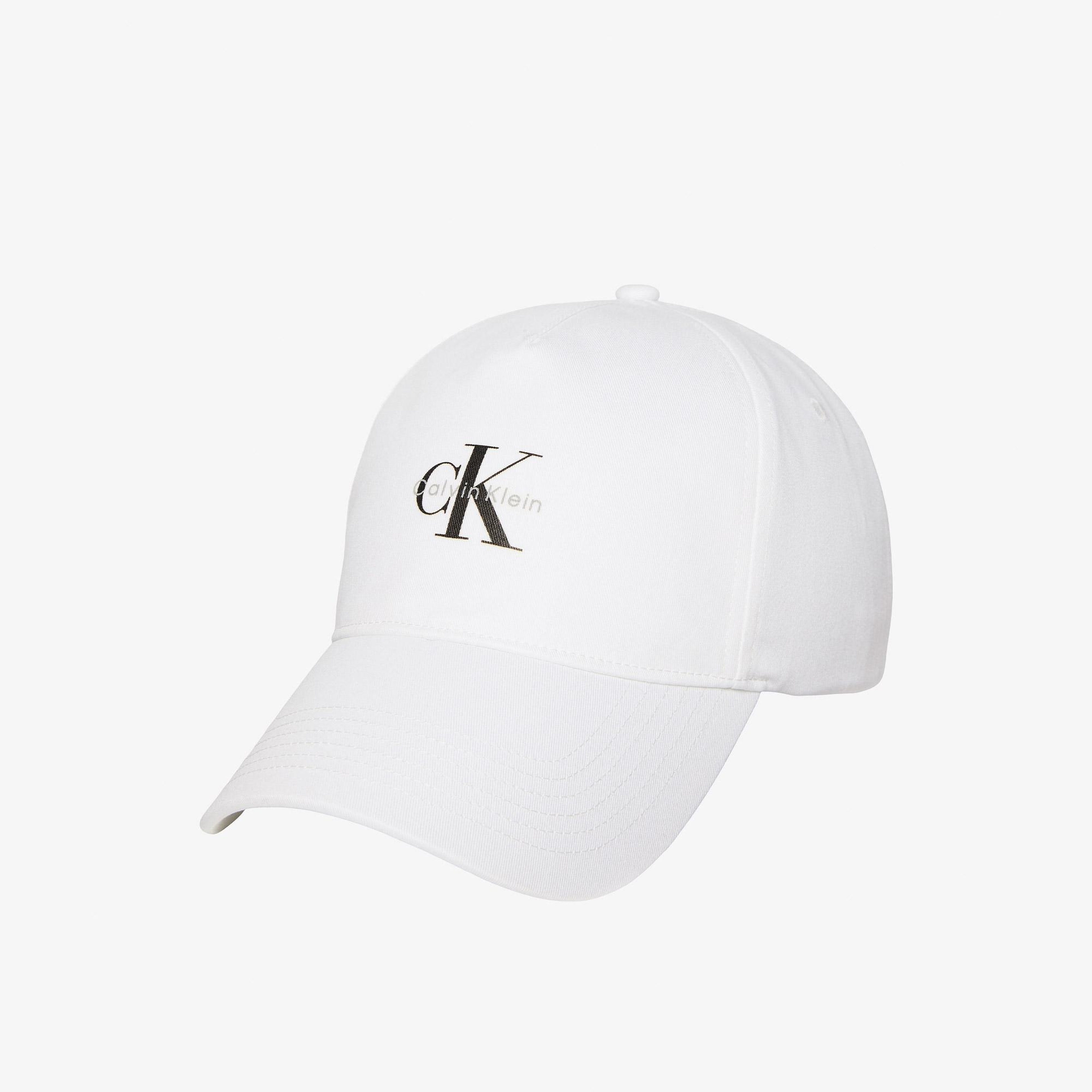 Calvin Klein Monologo Printed Baseball Erkek Beyaz Şapka