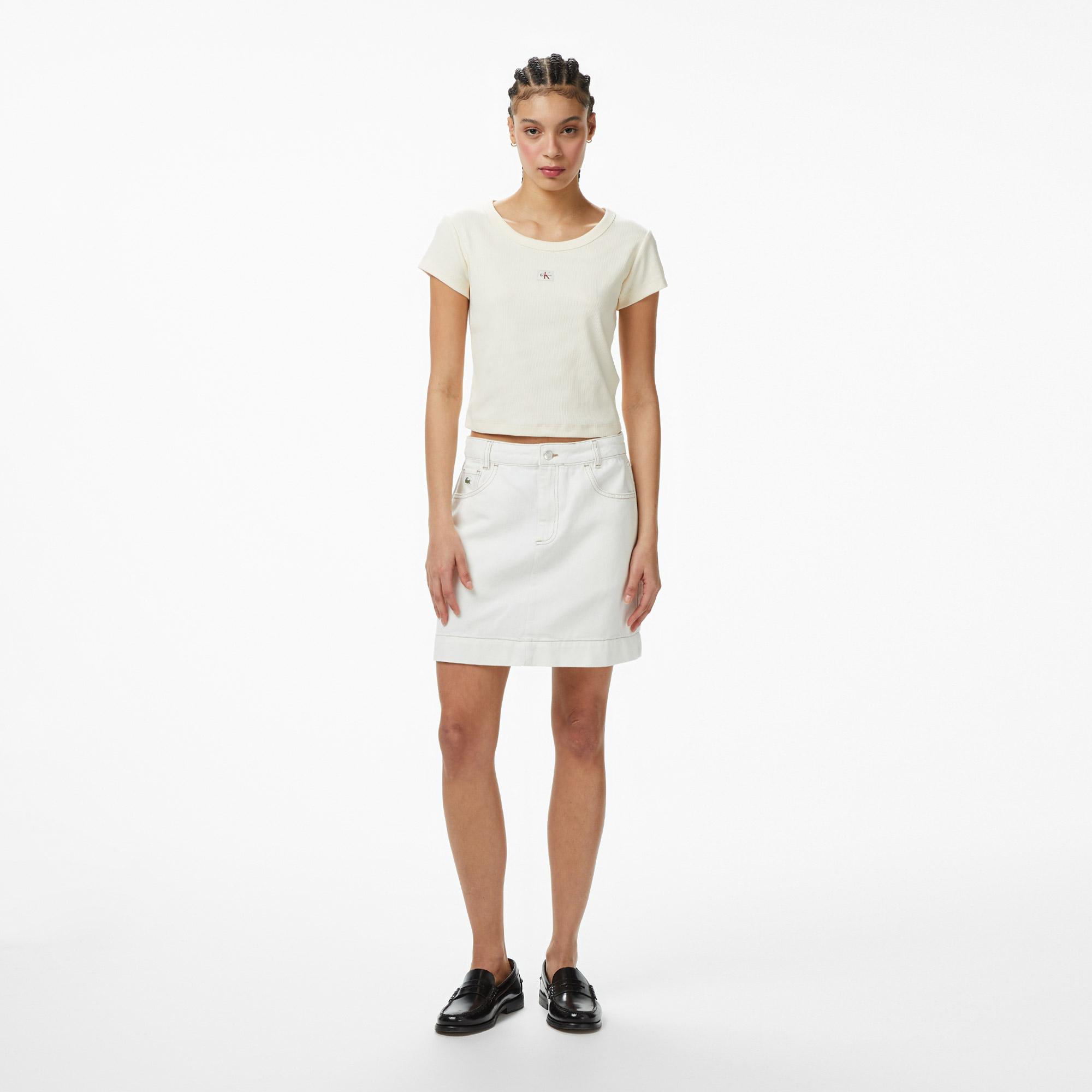 Calvin Klein Woven Label 2X2 Baby Baby Kadın Beyaz T-Shirt