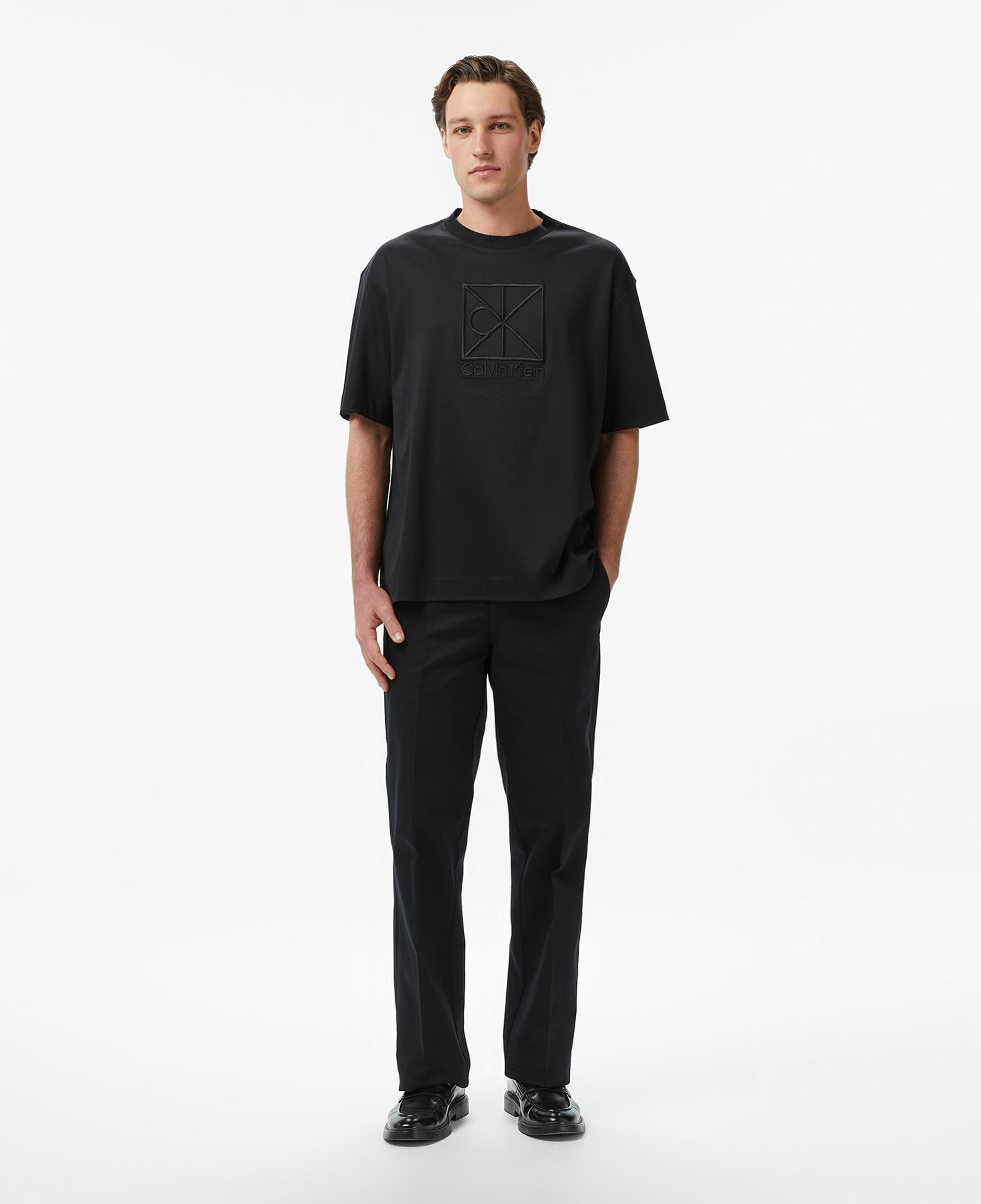 Calvin Klein Relaxed Premium Interlock Emblem Erkek Siyah T-Shirt