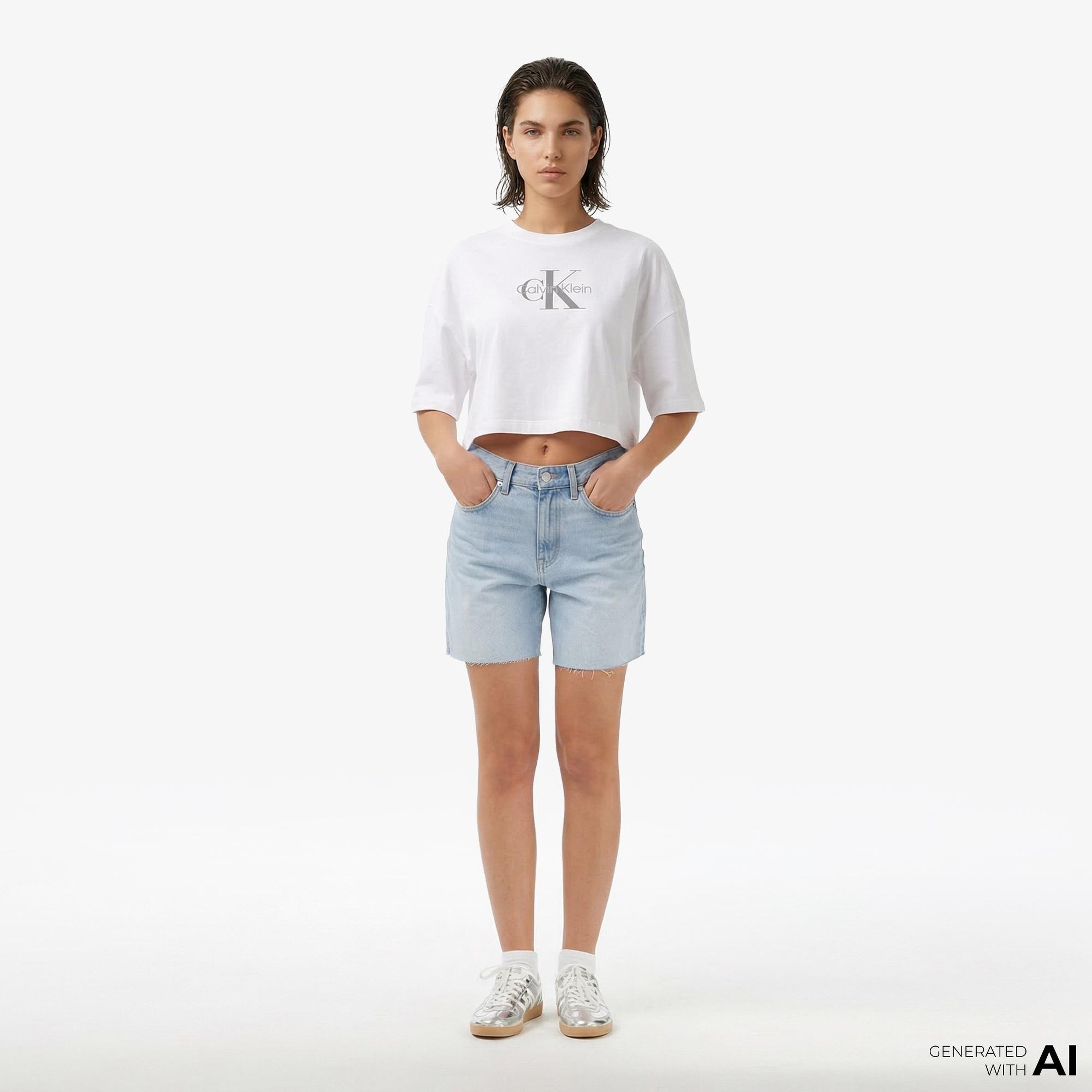 Calvin Klein 90S 6 in Washed Luther Kadın Mavi Şort