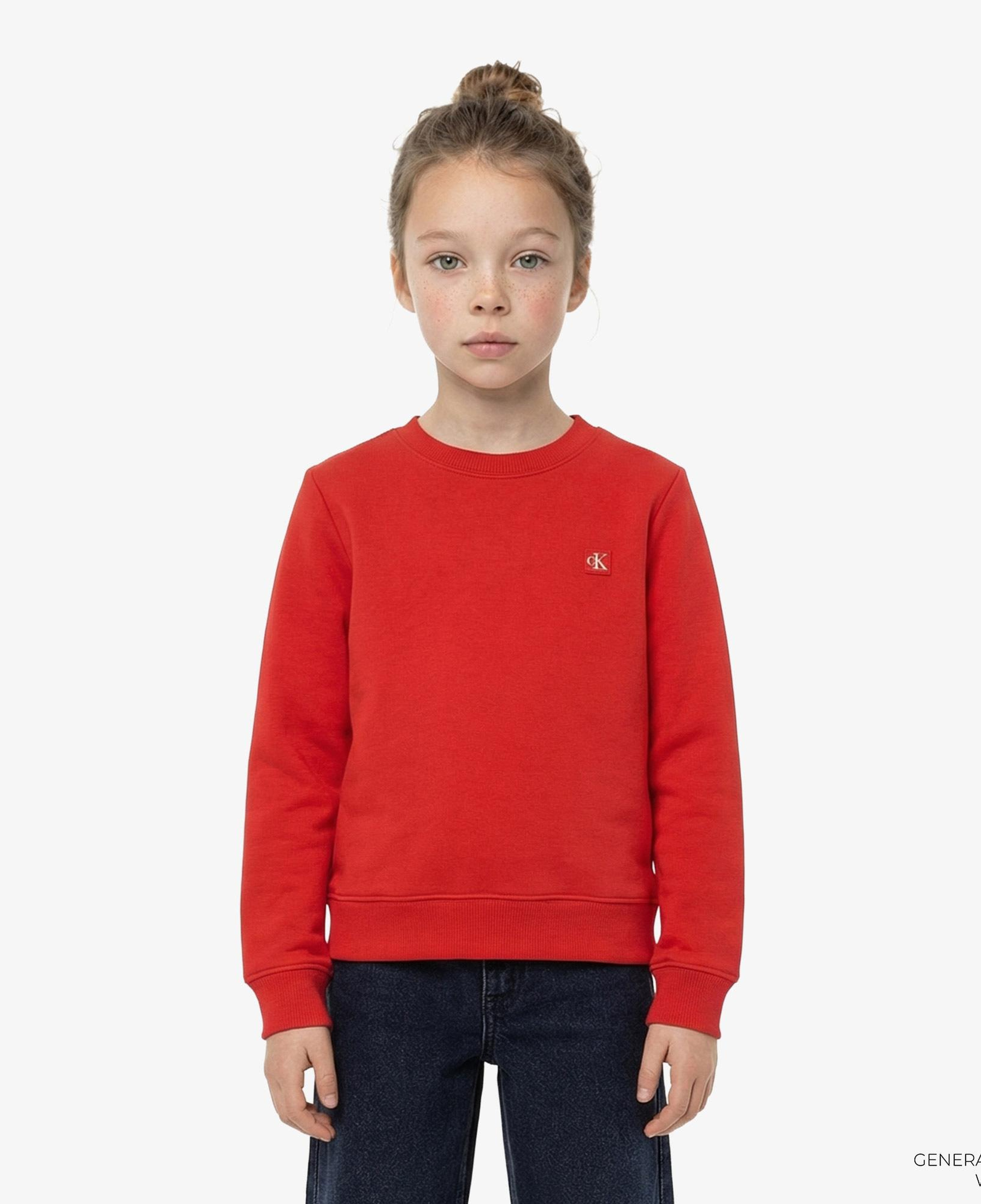 Calvin Klein Mono Mini Badge Çocuk Kırmızı Sweatshirt