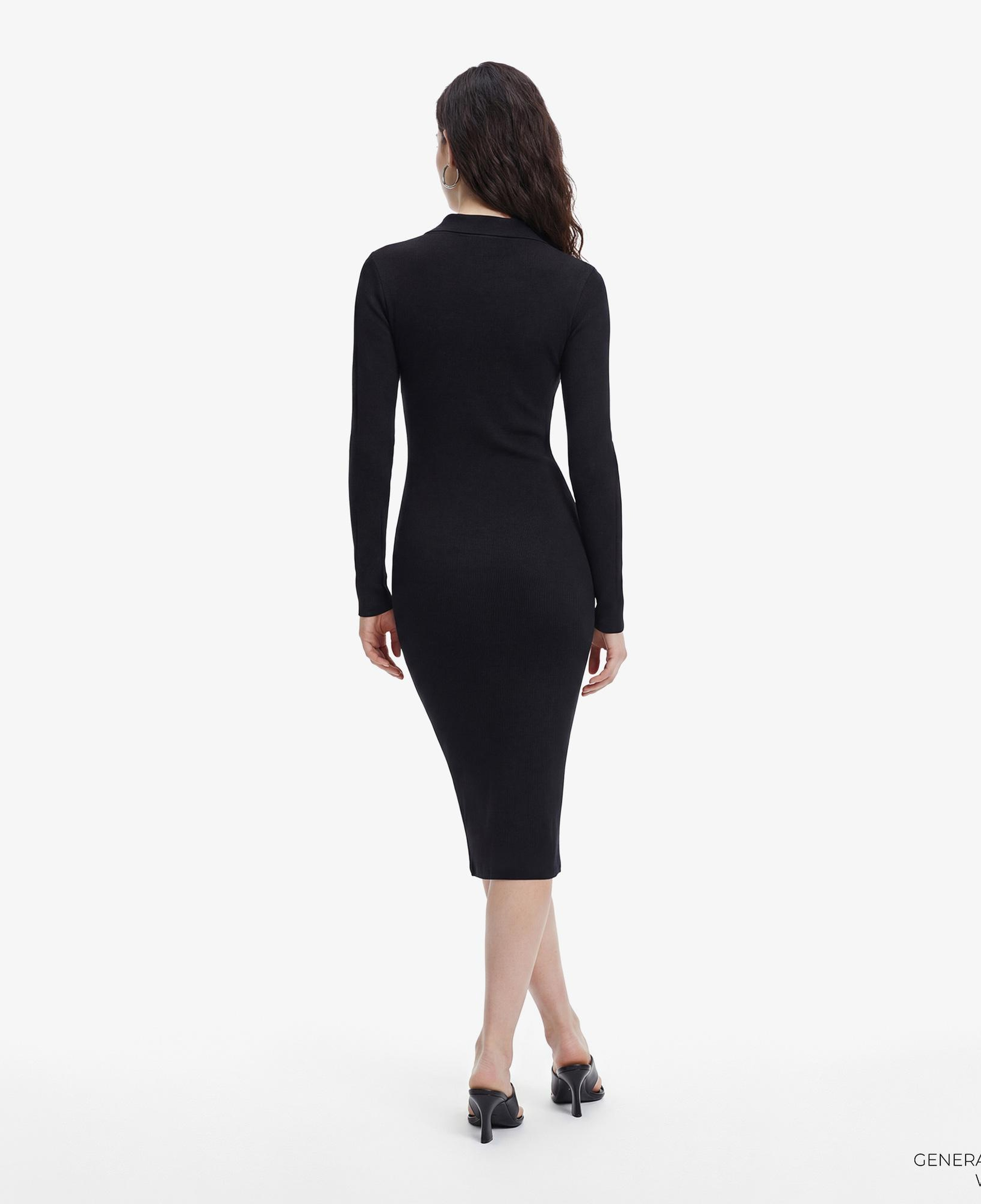 Calvin Klein Woven Label Johnny Collar Kadın Siyah Elbise