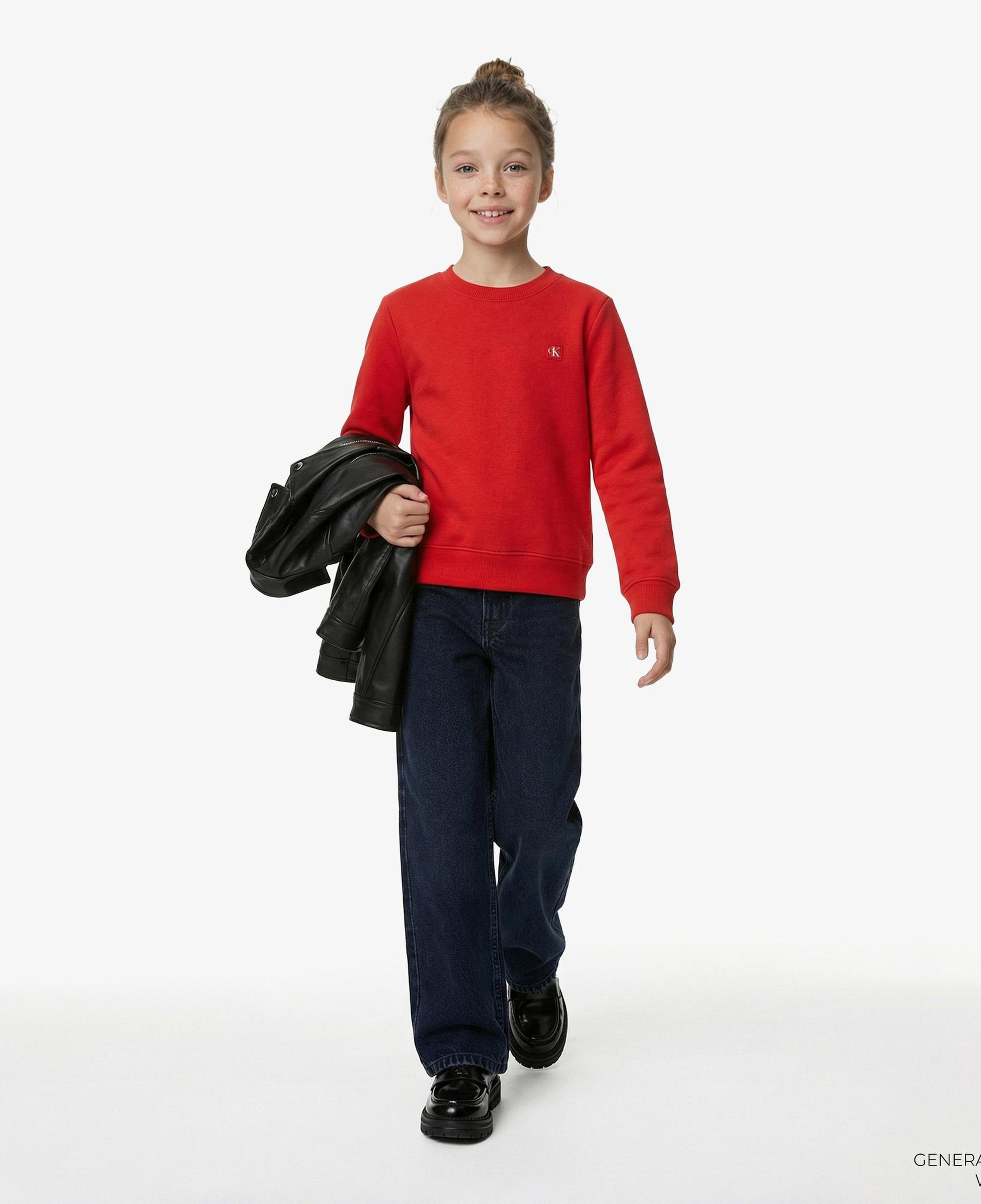 Calvin Klein Mono Mini Badge Çocuk Kırmızı Sweatshirt