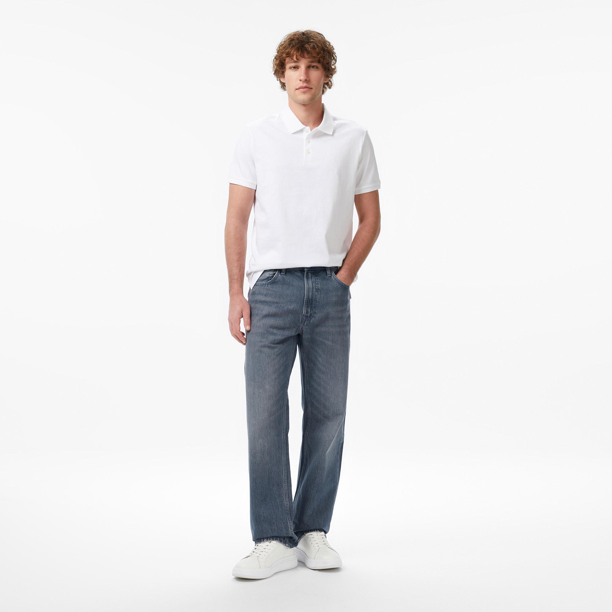 Calvin Klein Classic Monogram Erkek Beyaz Polo