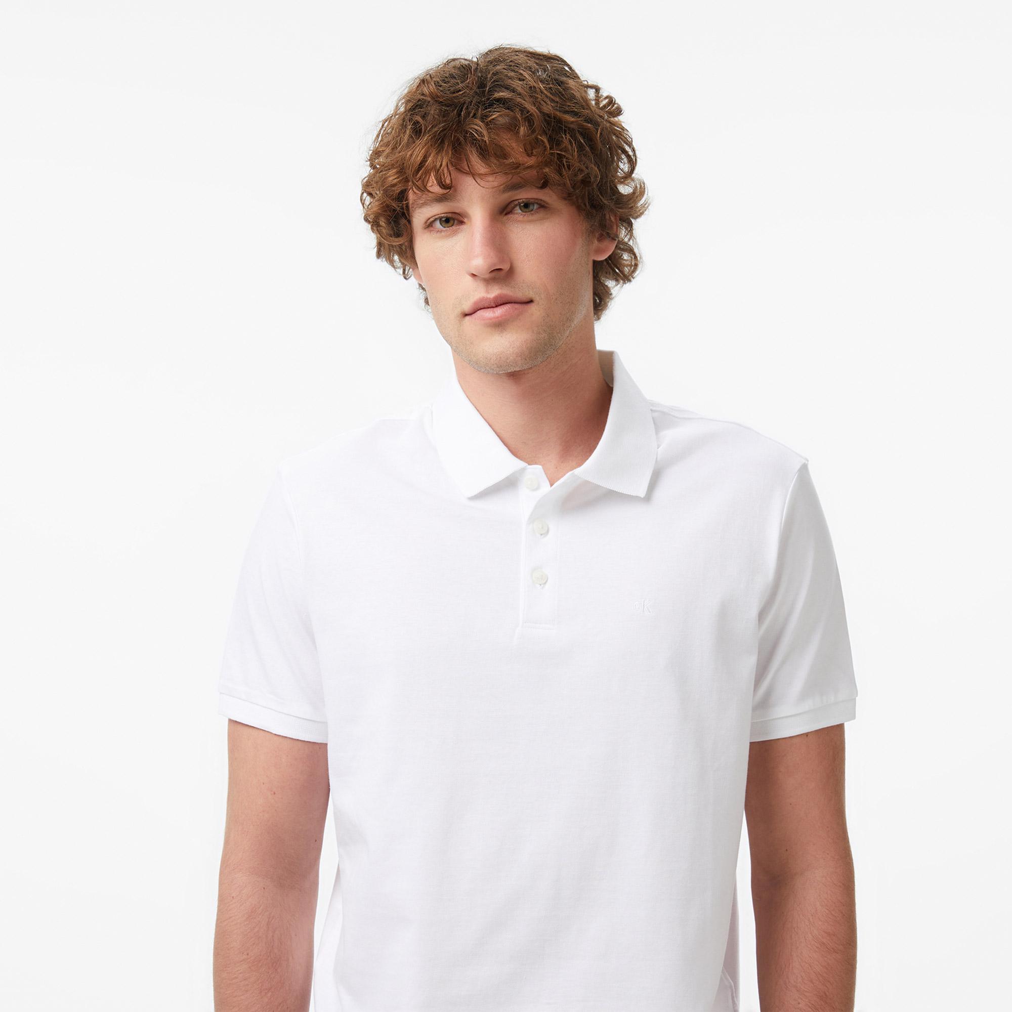 Calvin Klein Classic Monogram Erkek Beyaz Polo