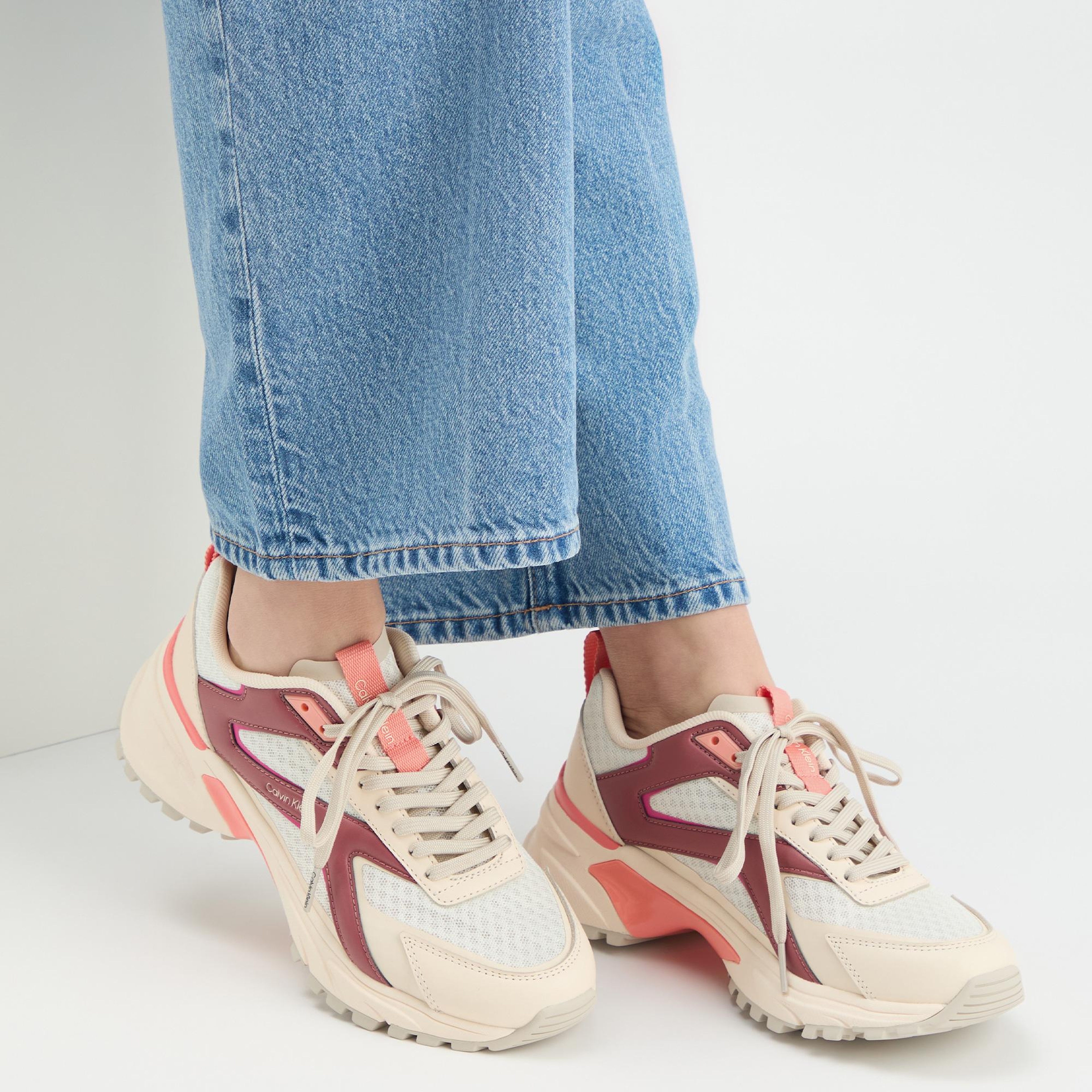 Calvin Klein Hike Run Stripe Mesh Kadın Bej Sneaker